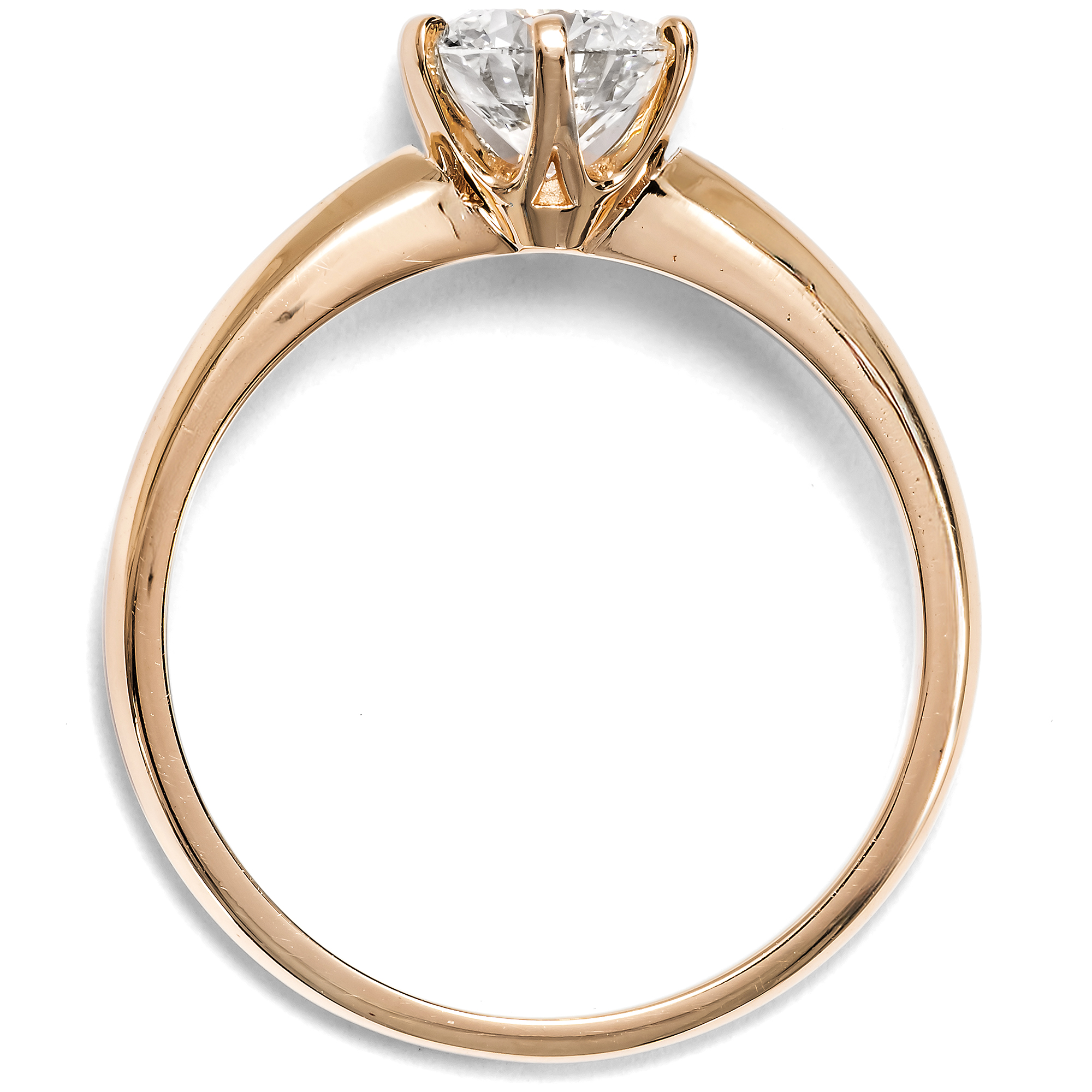 Klassischer Verlobungsring mit 1,01 ct Brillant (G, VS1) in Roségold, aus unserer Werkstatt Klassischer Verlobungsring mit 1,01 ct Brillant (G, VS1) in Roségold, aus unserer Werkstatt