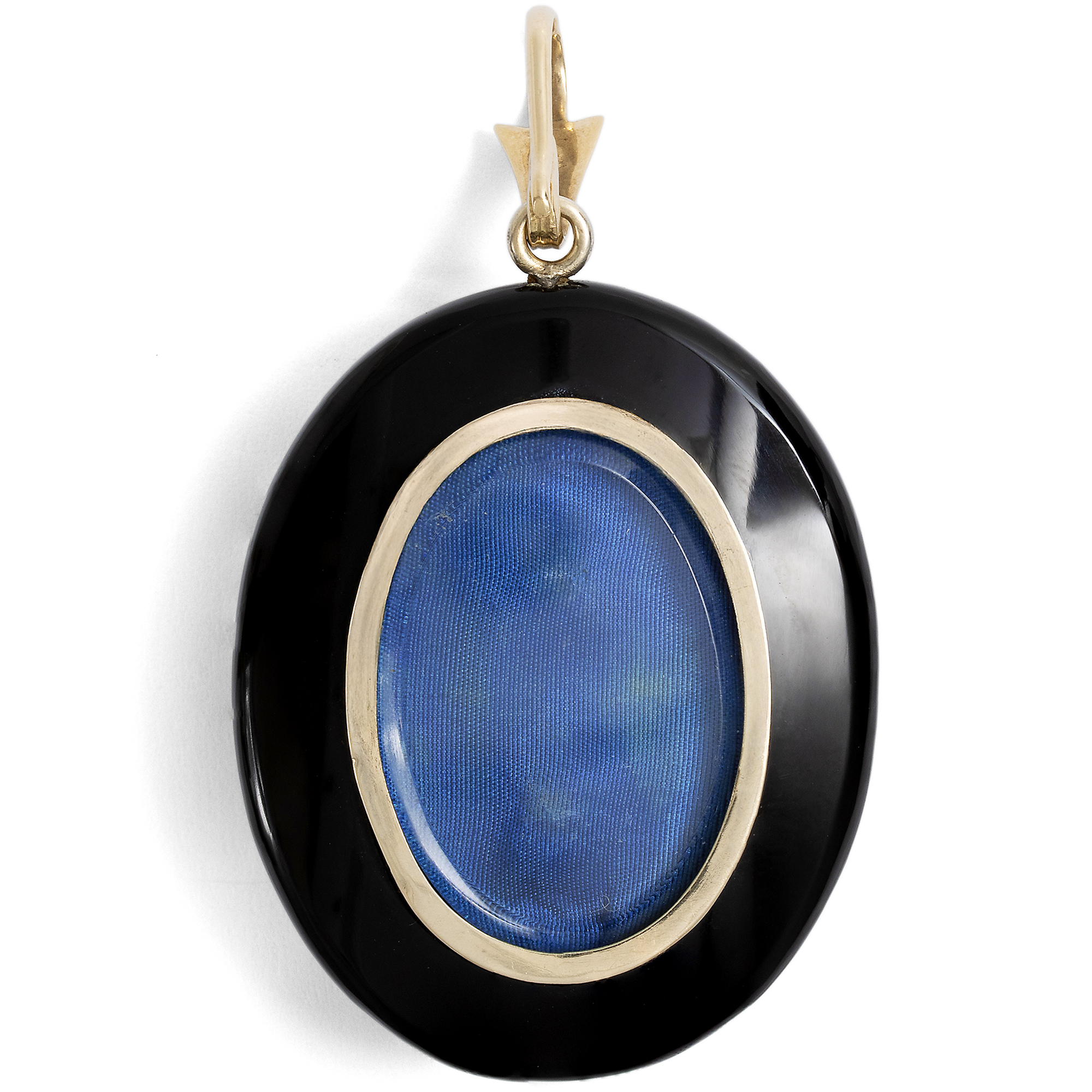 Großer Medaillon-Anhänger aus Onyx, Gold & Perle, um 1880 Großer Medaillon-Anhänger aus Onyx, Gold & Perle, um 1880