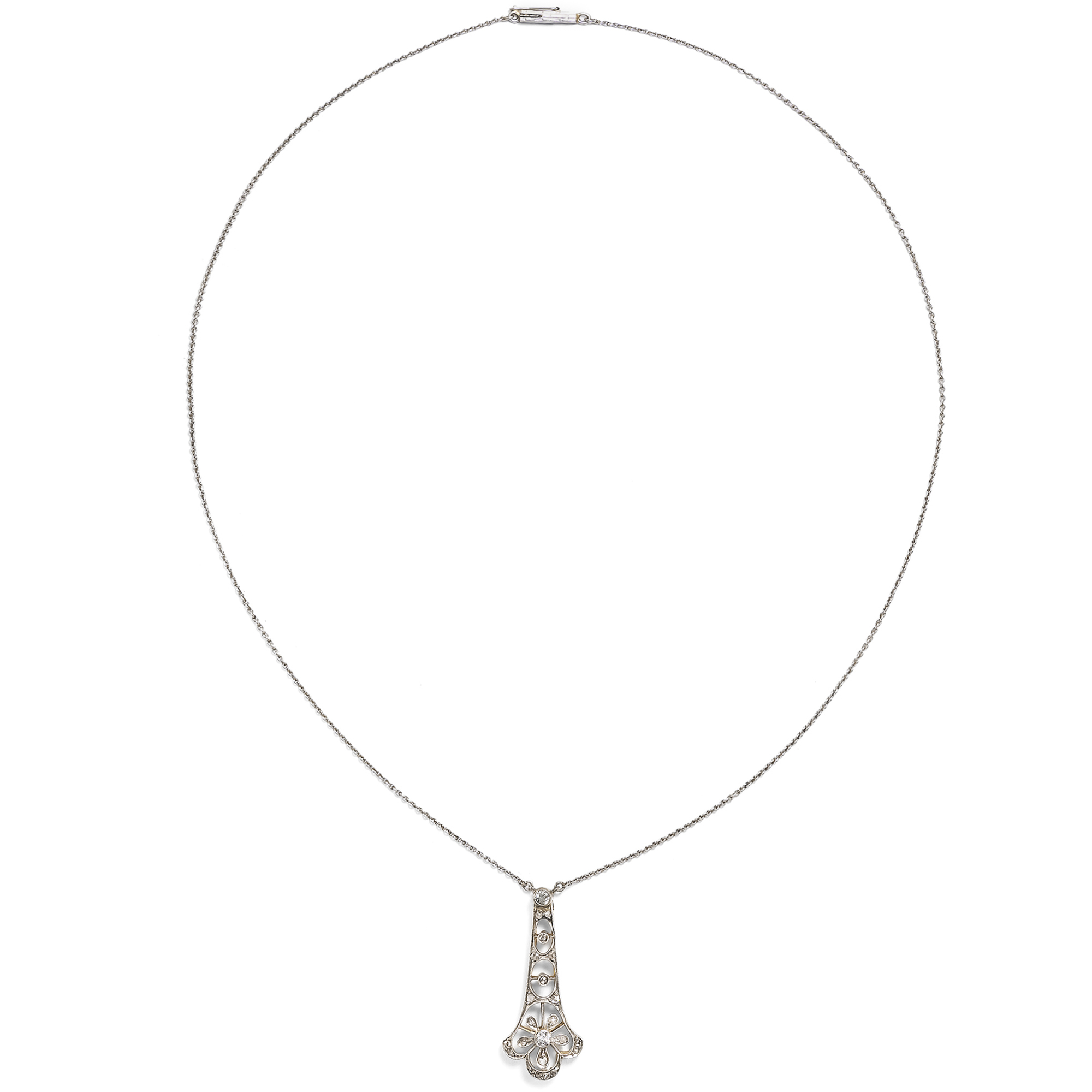 Zartes Collier der Belle Époque mit Diamanten in Gold & Platin, um 1910 Zartes Collier der Belle Époque mit Diamanten in Gold & Platin, um 1910