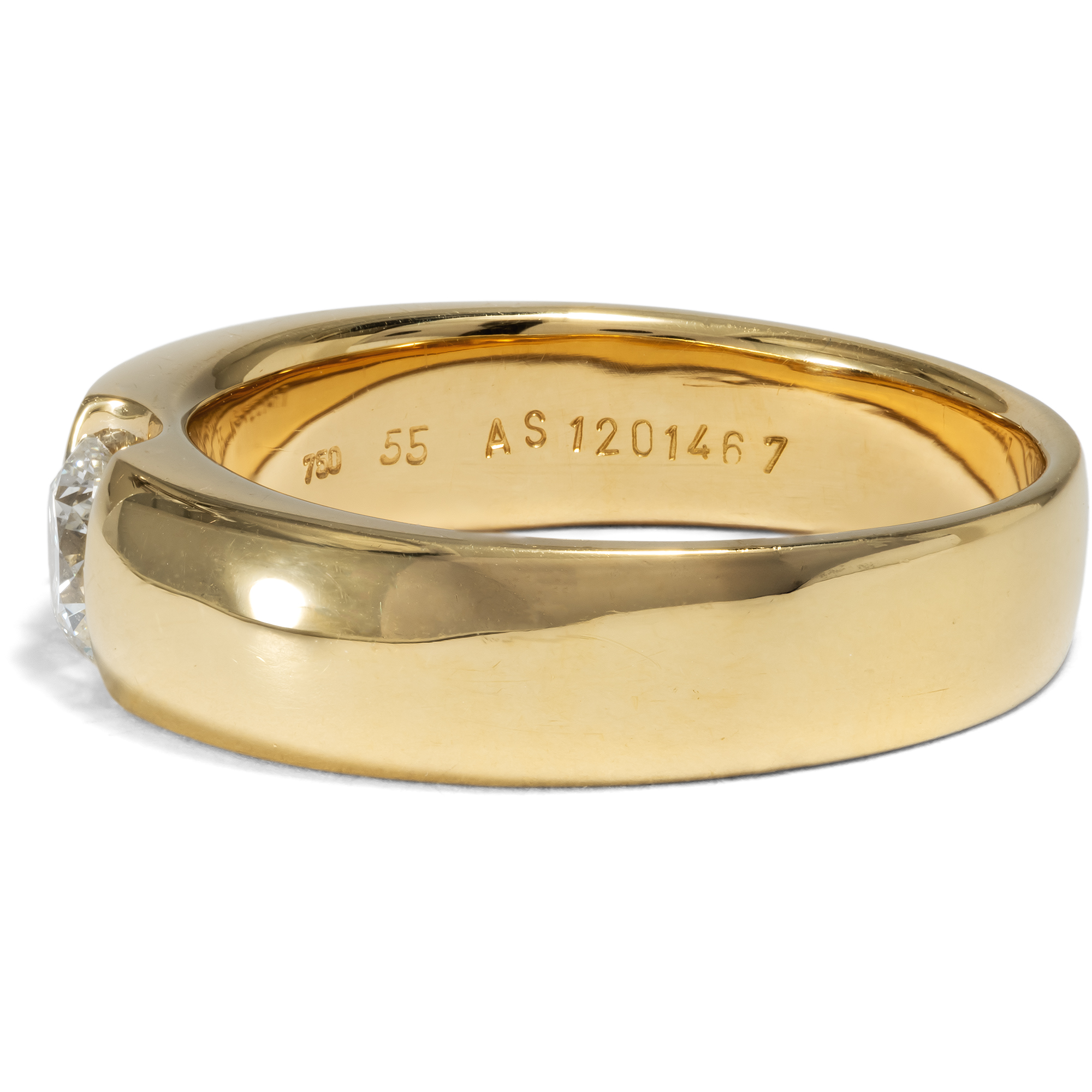 Schlichter Bandring mit schönem Handkaräter Brillant, um 2010 Schlichter Bandring mit schönem Handkaräter Brillant, um 2010