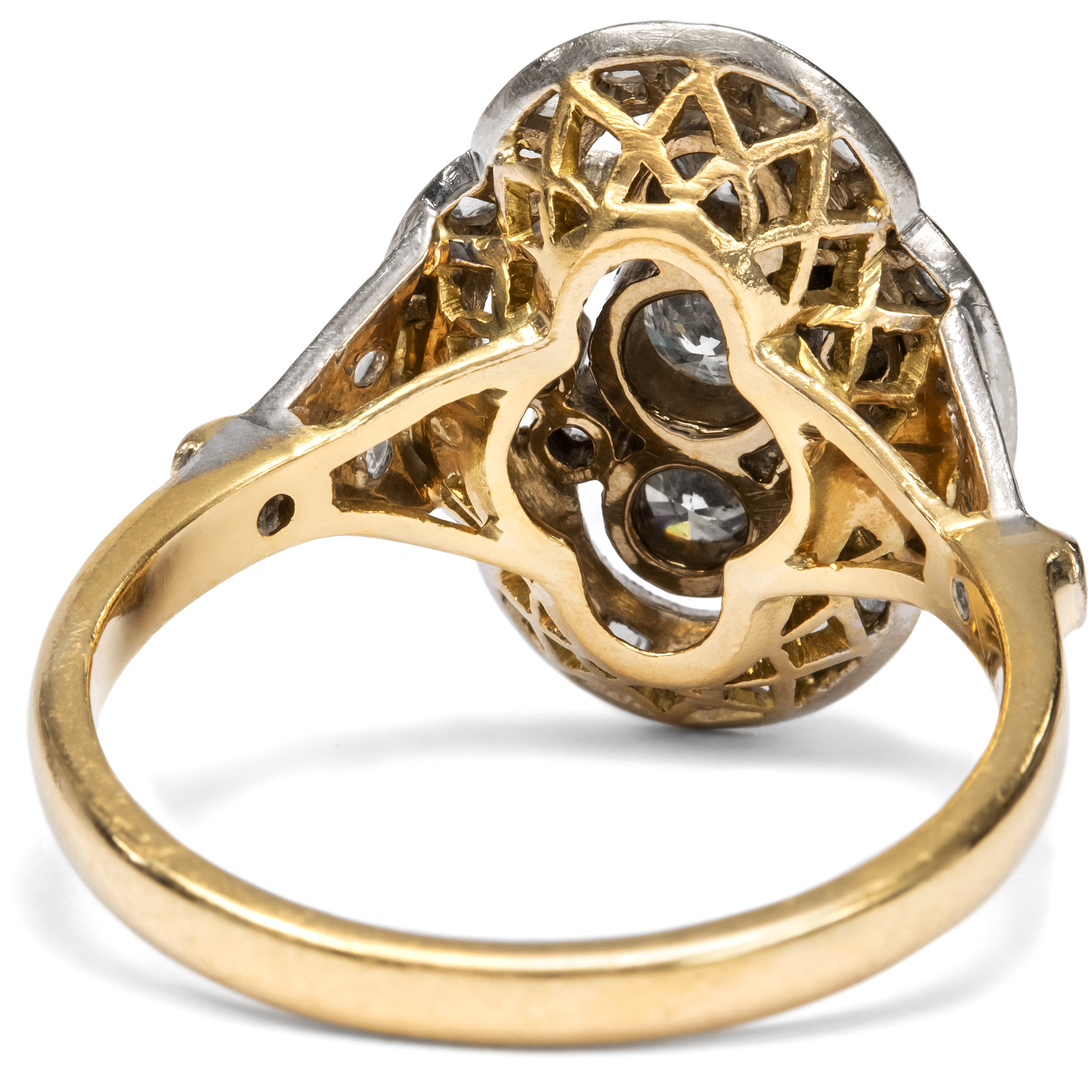 Eleganter vintage Ring mit Diamanten in Gelb- & Weißgold, um 1950 Eleganter vintage Ring mit Diamanten in Gelb- & Weißgold, um 1950