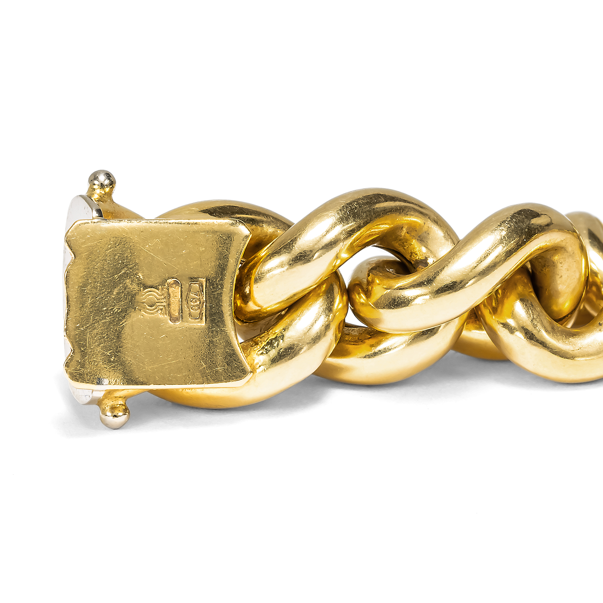 Vintage Panzerarmband aus hochkarätigem Gold, Vicenza um 1985 Vintage Panzerarmband aus hochkarätigem Gold, Vicenza um 1985