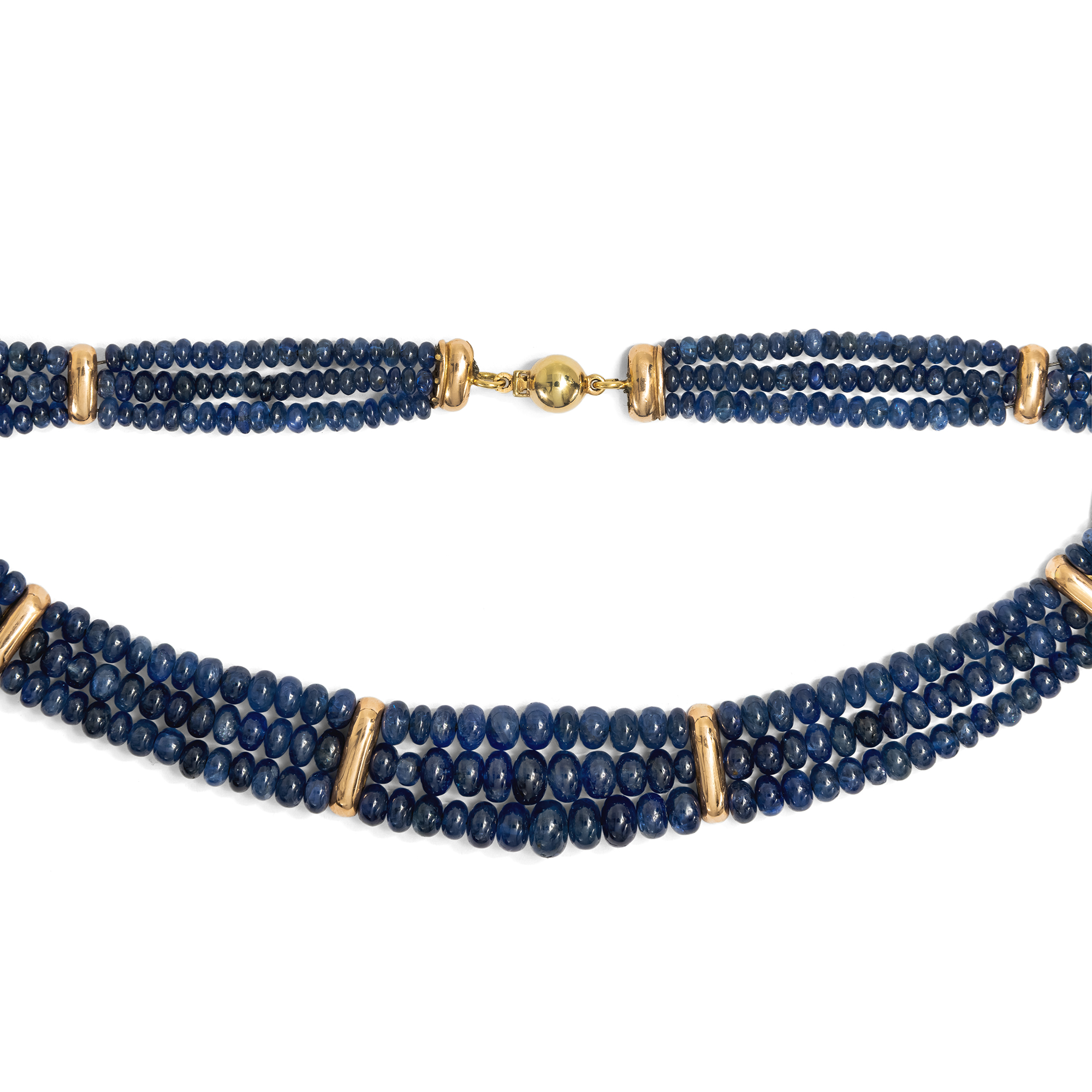 Modernes Collier aus Saphiren und Gold, wohl Indien, spätes 20. Jahrhundert Modernes Collier aus Saphiren und Gold, wohl Indien, spätes 20. Jahrhundert