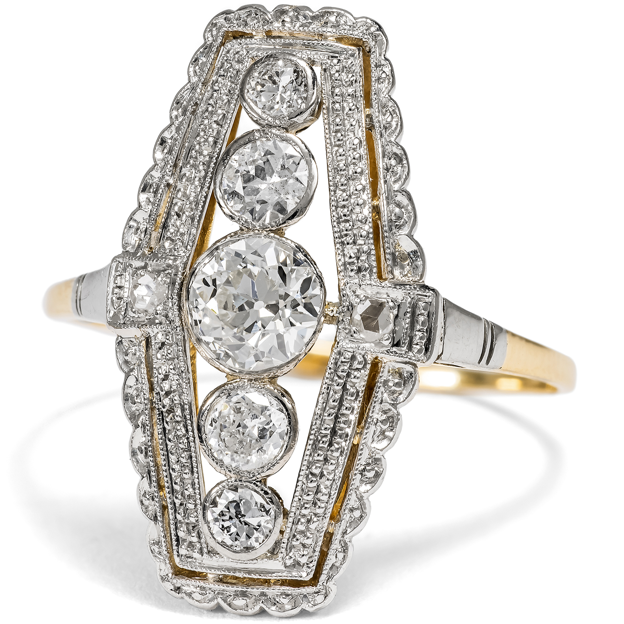 Eleganter Ring des Art Déco mit Diamanten in Platin, um 1925 Eleganter Ring des Art Déco mit Diamanten in Platin, um 1925
