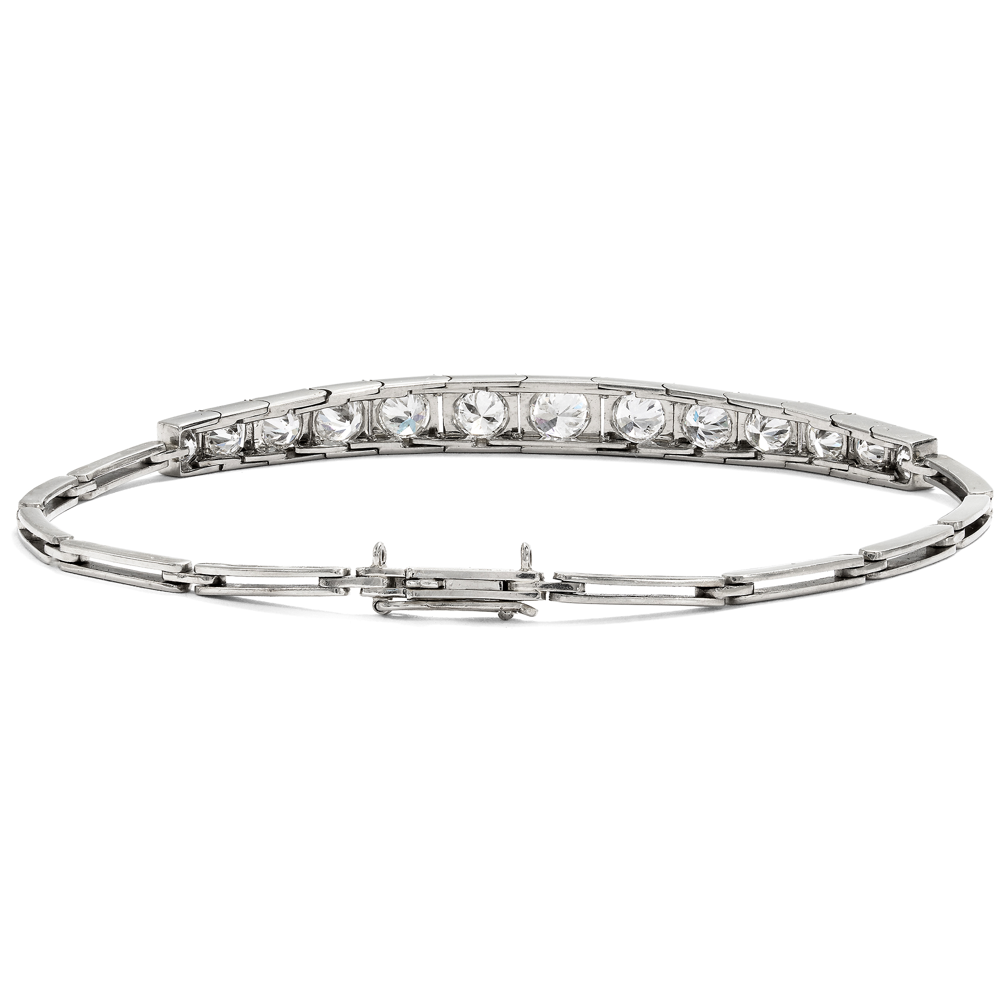Elegantes Weißgold-Armband mit Diamanten im Altschliff, um 1925 Elegantes Weißgold-Armband mit Diamanten im Altschliff, um 1925