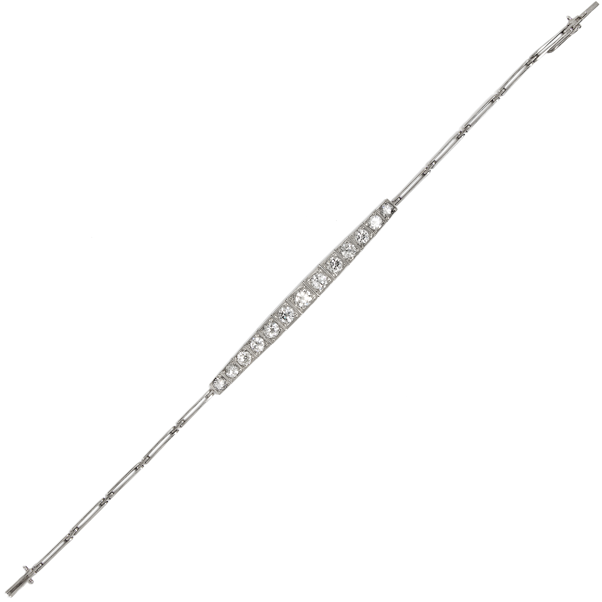 Elegantes Weißgold-Armband mit Diamanten im Altschliff, um 1925 Elegantes Weißgold-Armband mit Diamanten im Altschliff, um 1925