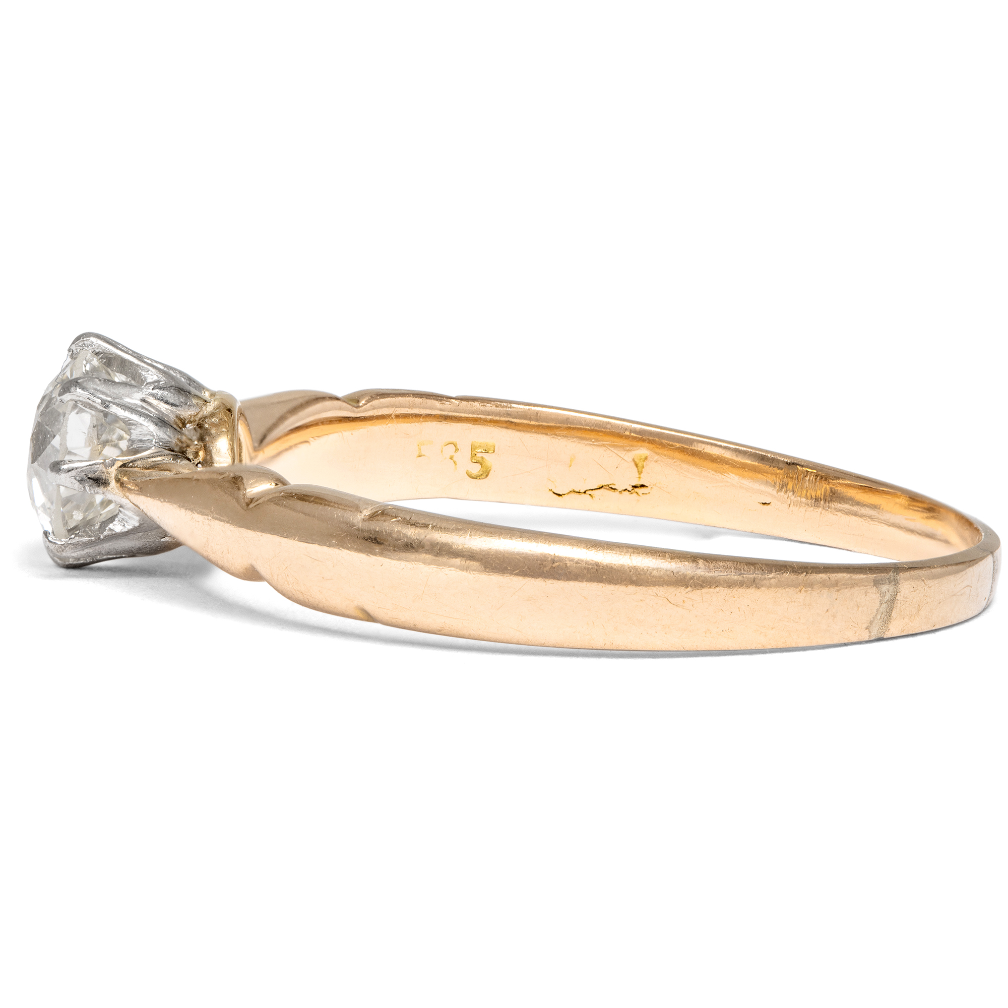 Antiker Verlobungsring mit 0,48 ct Altschliff-Diamant in Gold & Platin, um 1900 Antiker Verlobungsring mit 0,48 ct Altschliff-Diamant in Gold & Platin, um 1900