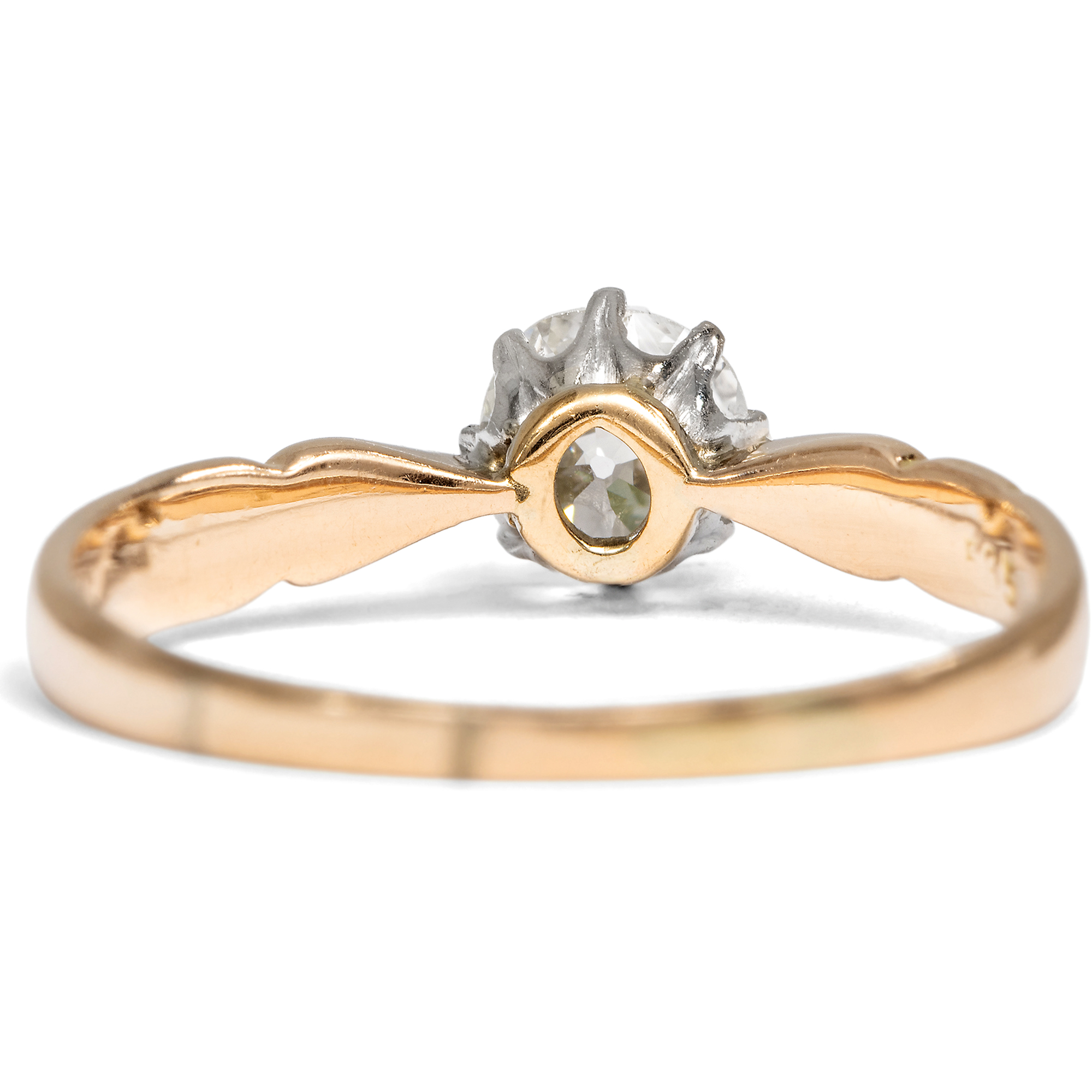 Antiker Verlobungsring mit 0,48 ct Altschliff-Diamant in Gold & Platin, um 1900 Antiker Verlobungsring mit 0,48 ct Altschliff-Diamant in Gold & Platin, um 1900
