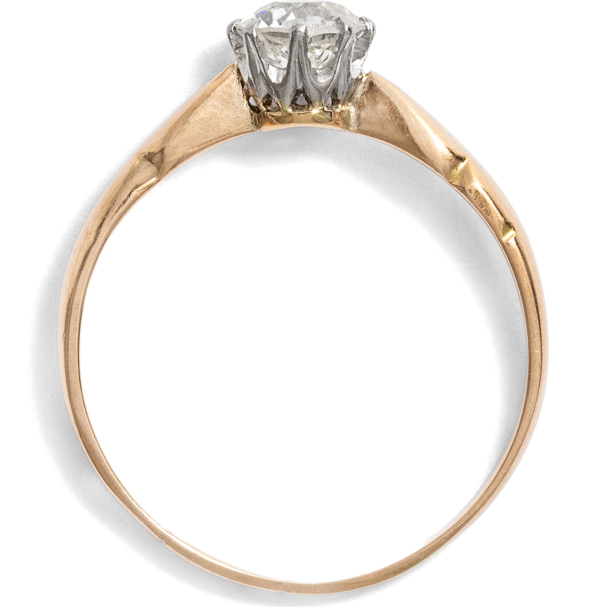 Antiker Verlobungsring mit 0,48 ct Altschliff-Diamant in Gold & Platin, um 1900 Antiker Verlobungsring mit 0,48 ct Altschliff-Diamant in Gold & Platin, um 1900
