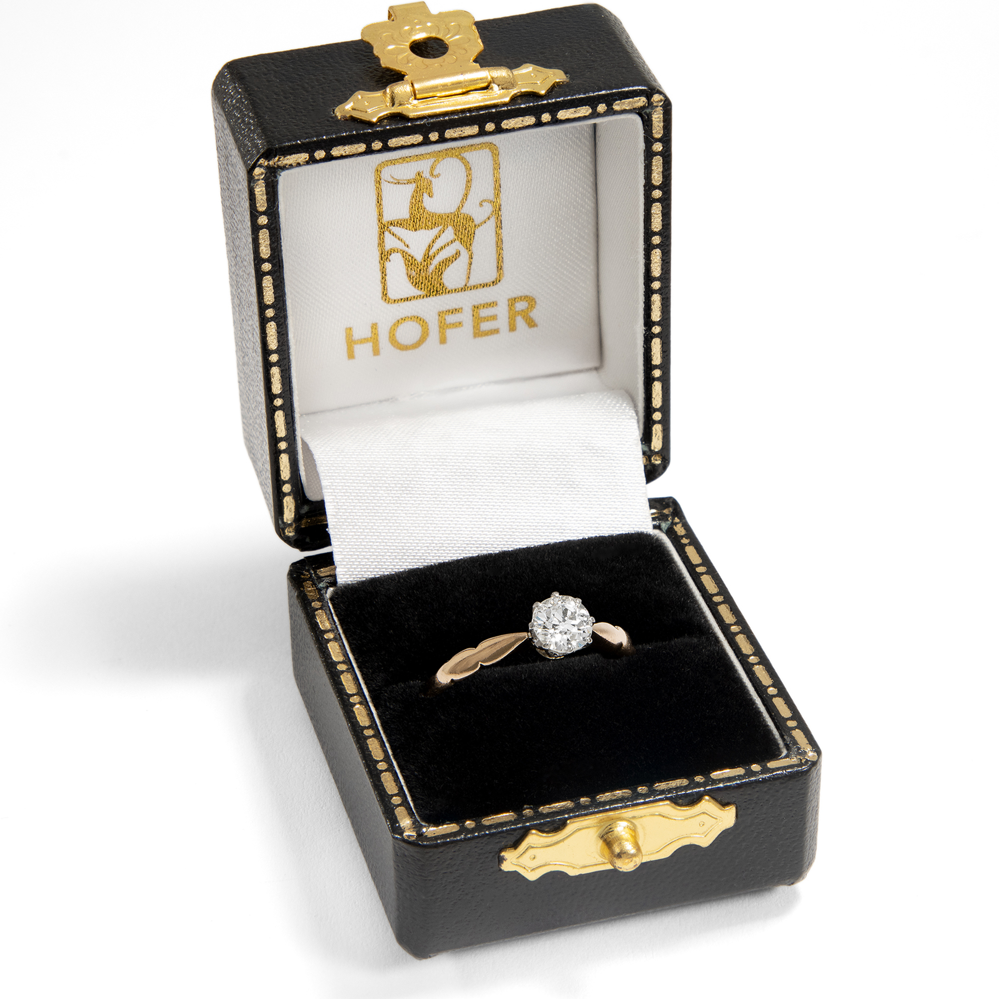 Antiker Verlobungsring mit 0,48 ct Altschliff-Diamant in Gold & Platin, um 1900 Antiker Verlobungsring mit 0,48 ct Altschliff-Diamant in Gold & Platin, um 1900