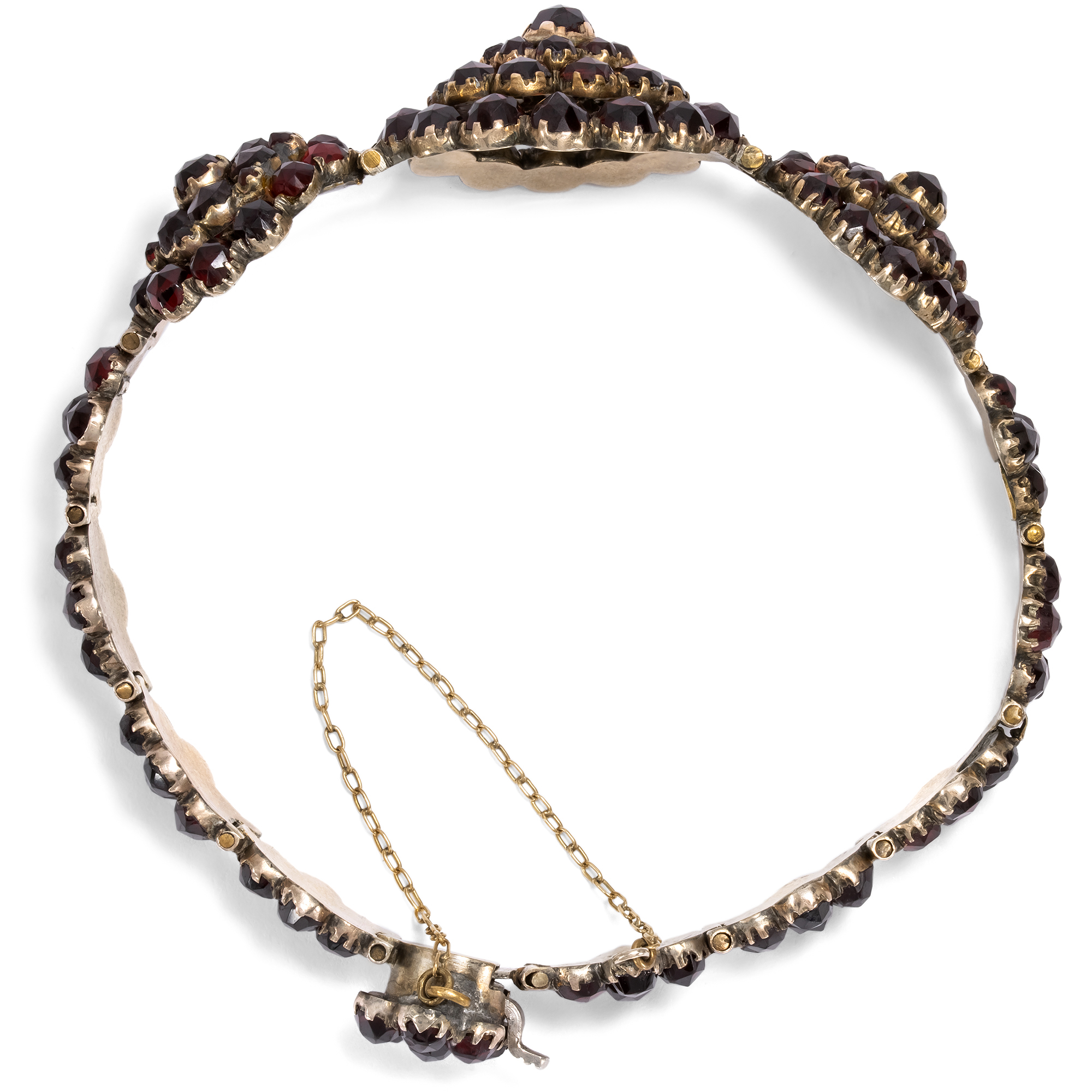 Antikes Armband mit böhmischen Granaten in vergoldetem Silber, um 1890 Antikes Armband mit böhmischen Granaten in vergoldetem Silber, um 1890