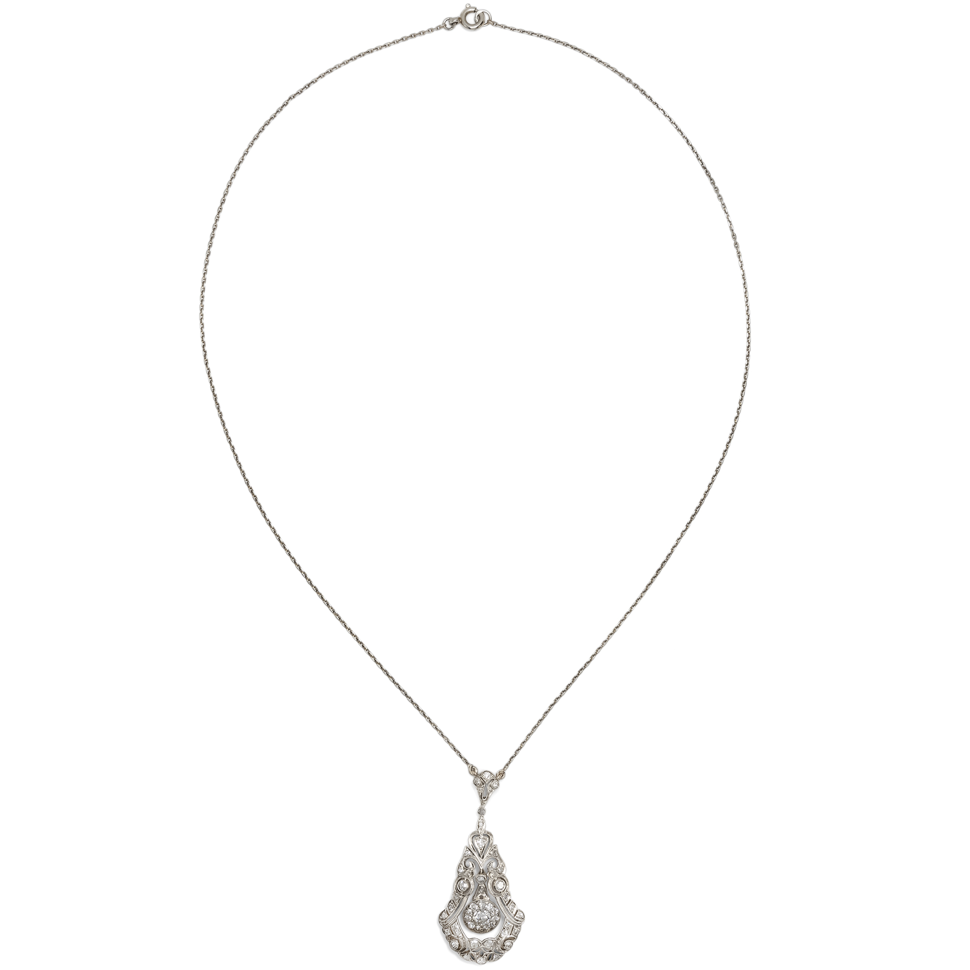 Anmutiges Art Déco Collier mit Diamanten in Gold & Silber, um 1930 Anmutiges Art Déco Collier mit Diamanten in Gold & Silber, um 1930