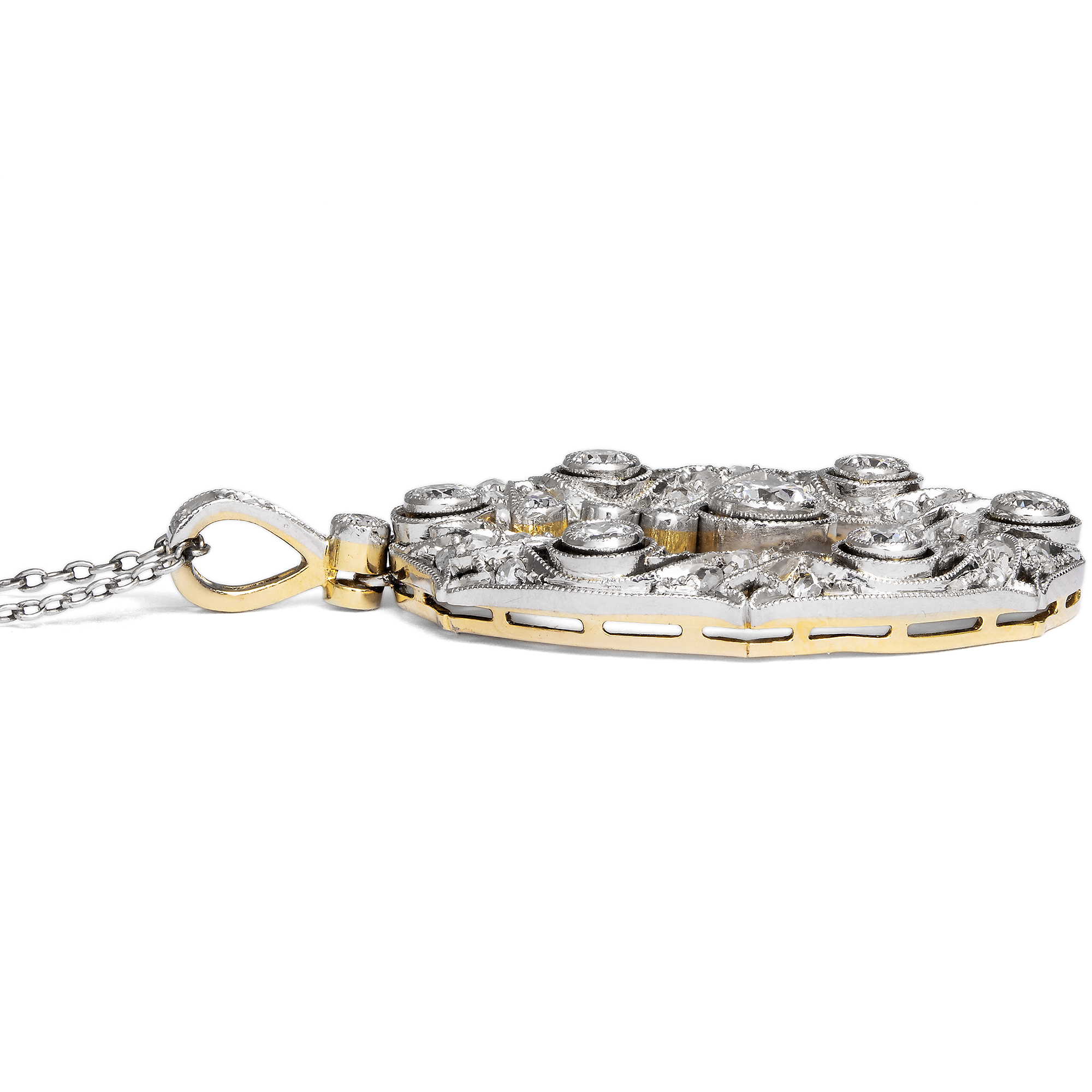 Eleganter Anhänger der Belle Époque mit Diamanten in Platin, um 1910 Eleganter Anhänger der Belle Époque mit Diamanten in Platin, um 1910