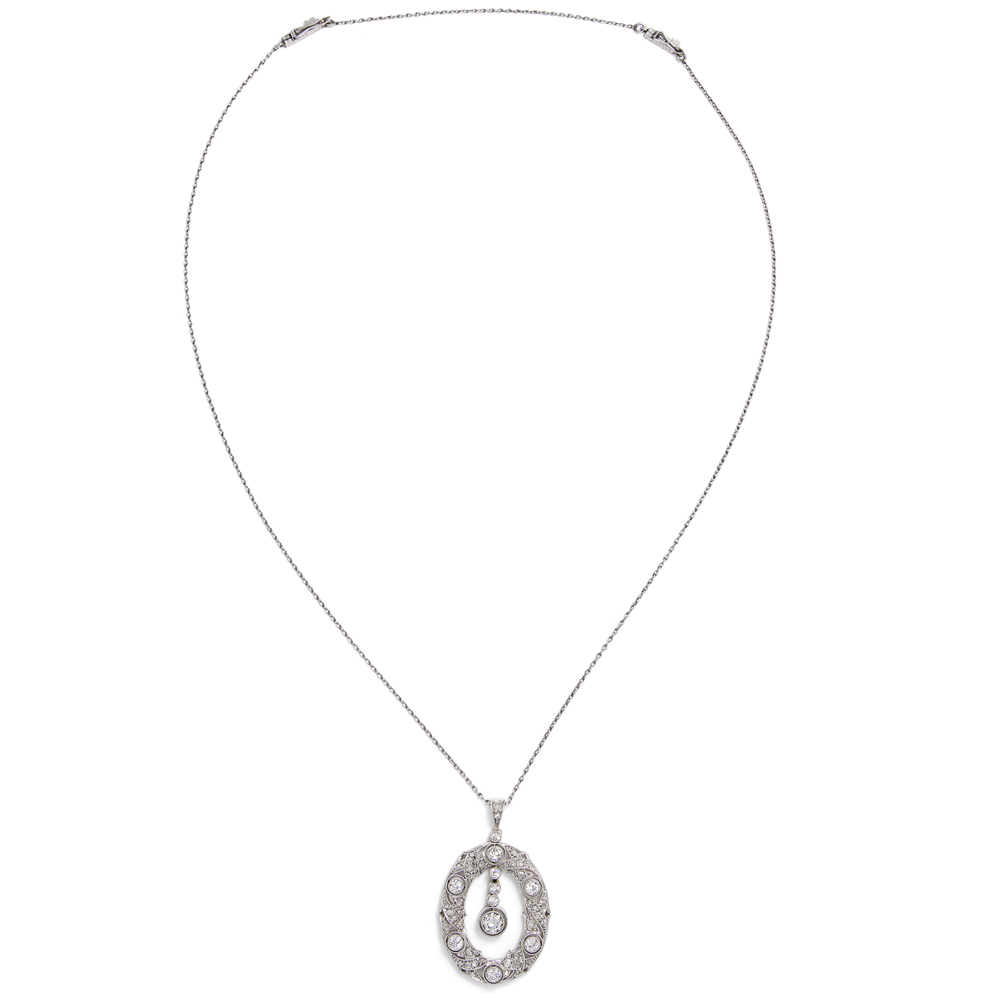Eleganter Anhänger der Belle Époque mit Diamanten in Platin, um 1910 Eleganter Anhänger der Belle Époque mit Diamanten in Platin, um 1910