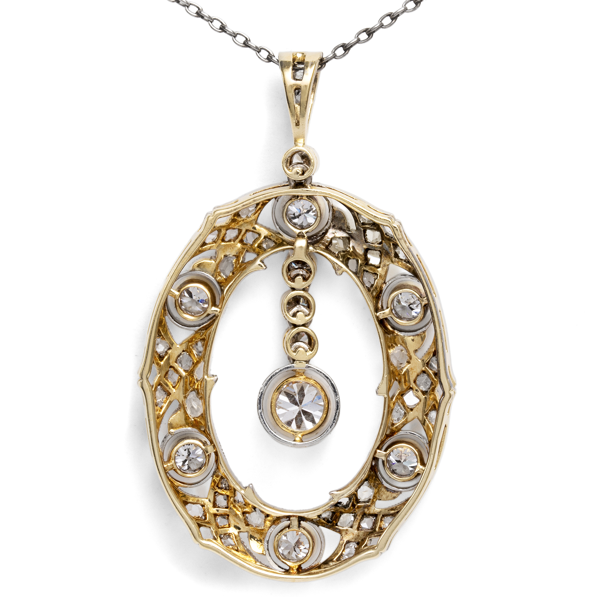 Eleganter Anhänger der Belle Époque mit Diamanten in Platin, um 1910 Eleganter Anhänger der Belle Époque mit Diamanten in Platin, um 1910