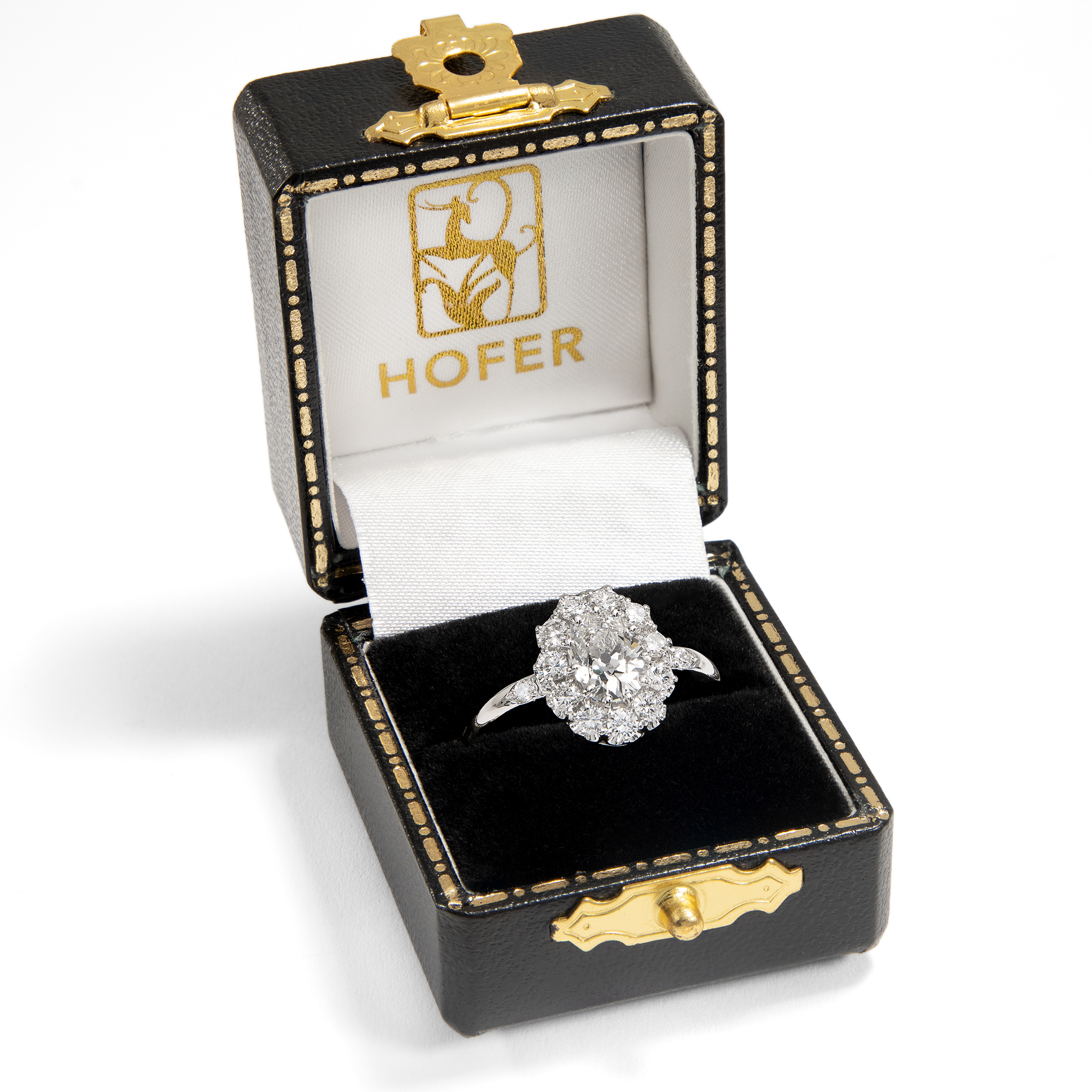 Eleganter Ring mit ovalem 1,06 ct Diamant im Altschliff in Platin, aus unserer Werkstatt Eleganter Ring mit ovalem 1,06 ct Diamant im Altschliff in Platin, aus unserer Werkstatt