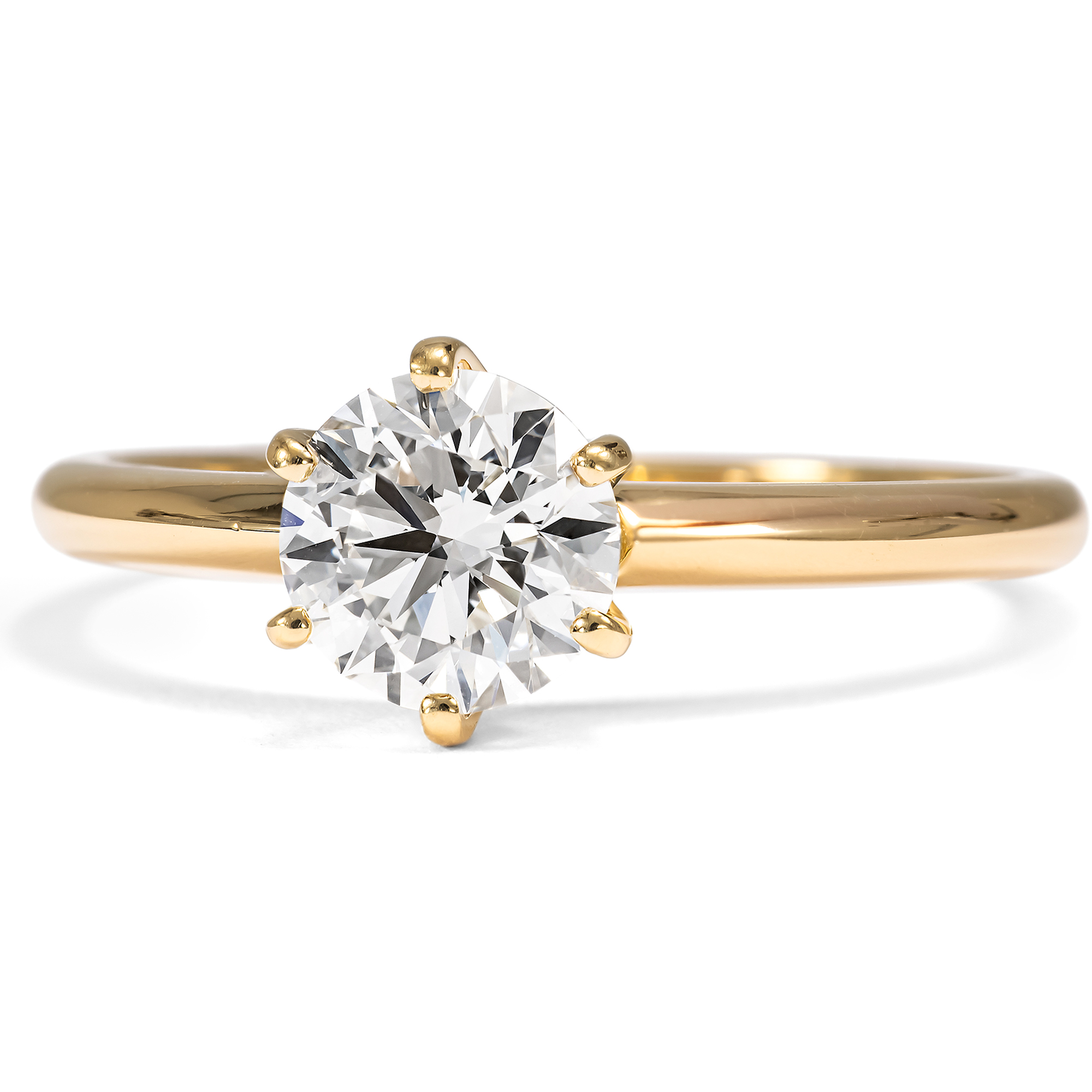 Klassischer Verlobungsring mit 1,03 ct Brillant (F, VVS1) in Gelbgold, aus unserer Werkstatt Klassischer Verlobungsring mit 1,03 ct Brillant (F, VVS1) in Gelbgold, aus unserer Werkstatt