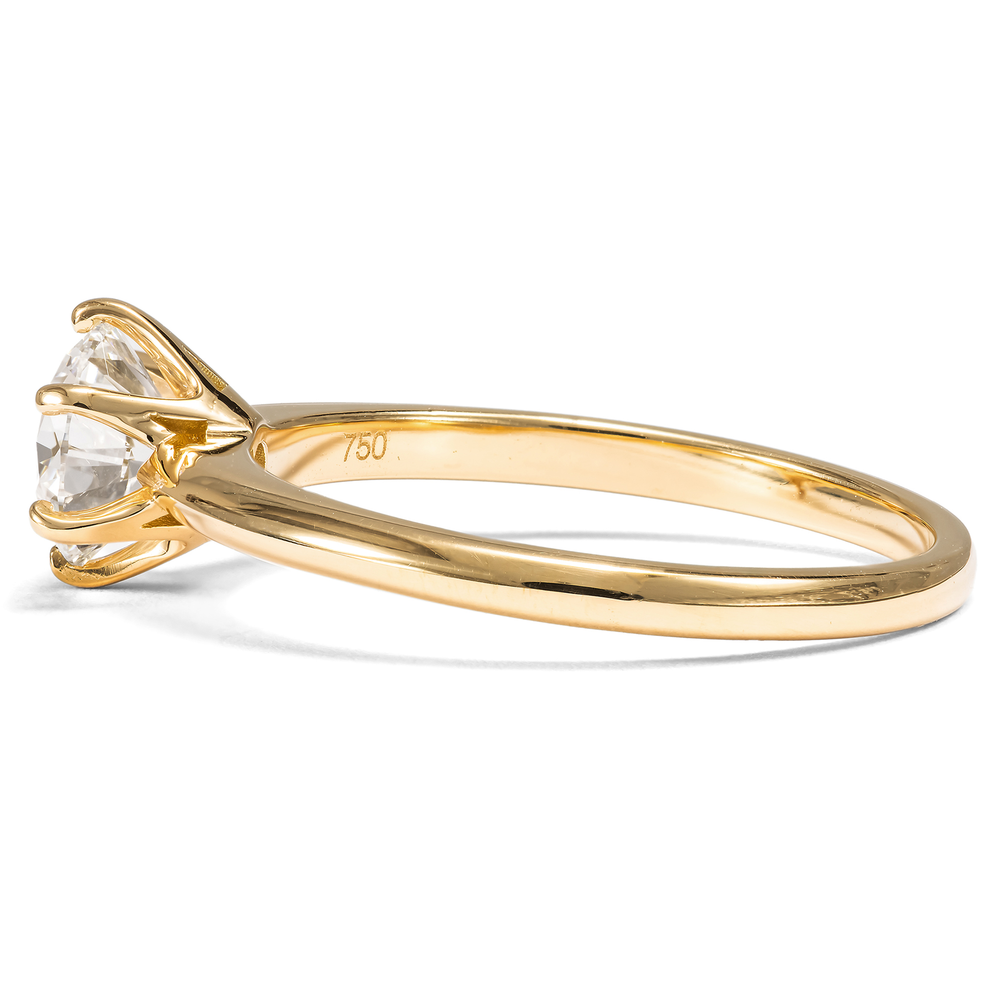Klassischer Verlobungsring mit 1,03 ct Brillant (F, VVS1) in Gelbgold, aus unserer Werkstatt Klassischer Verlobungsring mit 1,03 ct Brillant (F, VVS1) in Gelbgold, aus unserer Werkstatt