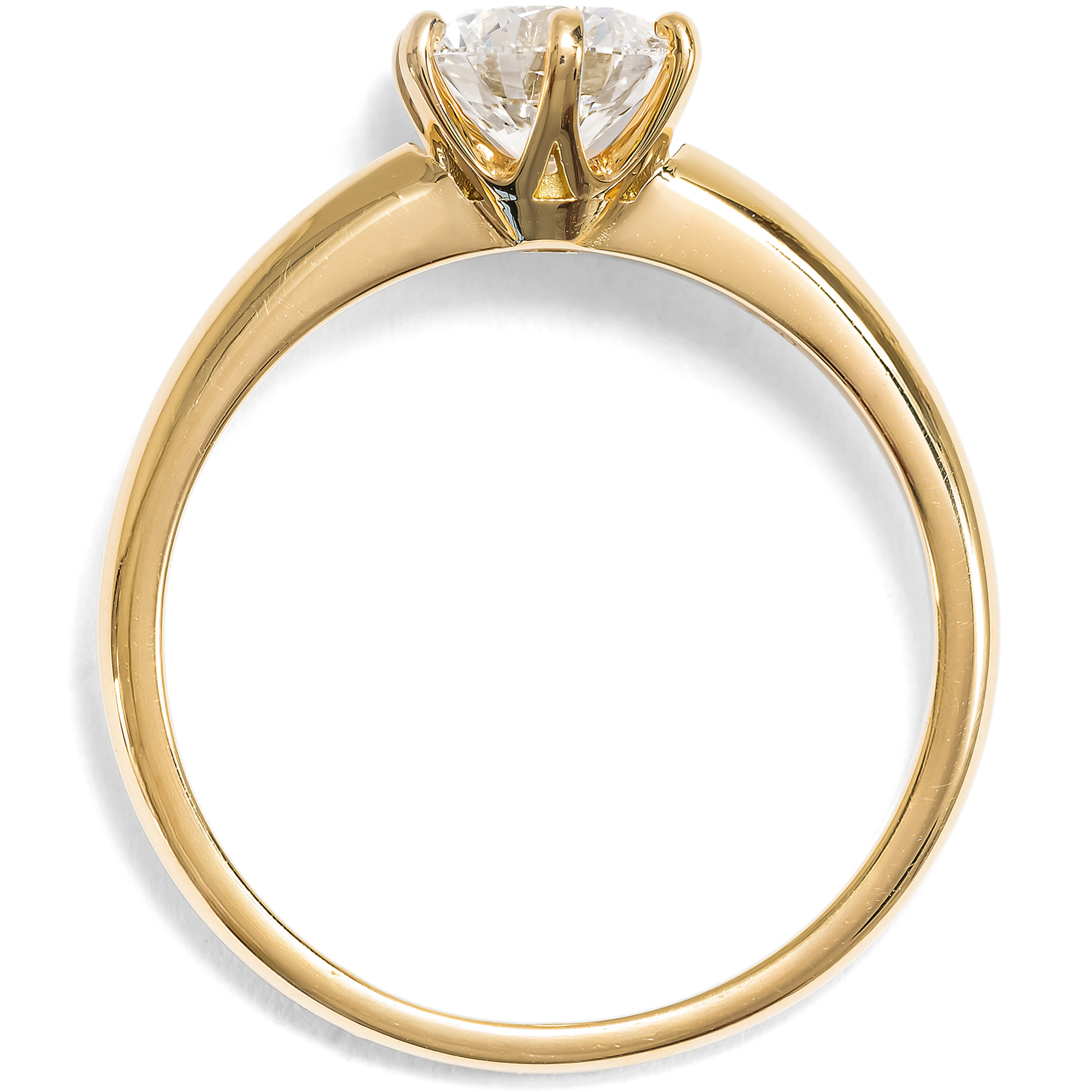 Klassischer Verlobungsring mit 1,03 ct Brillant (F, VVS1) in Gelbgold, aus unserer Werkstatt Klassischer Verlobungsring mit 1,03 ct Brillant (F, VVS1) in Gelbgold, aus unserer Werkstatt