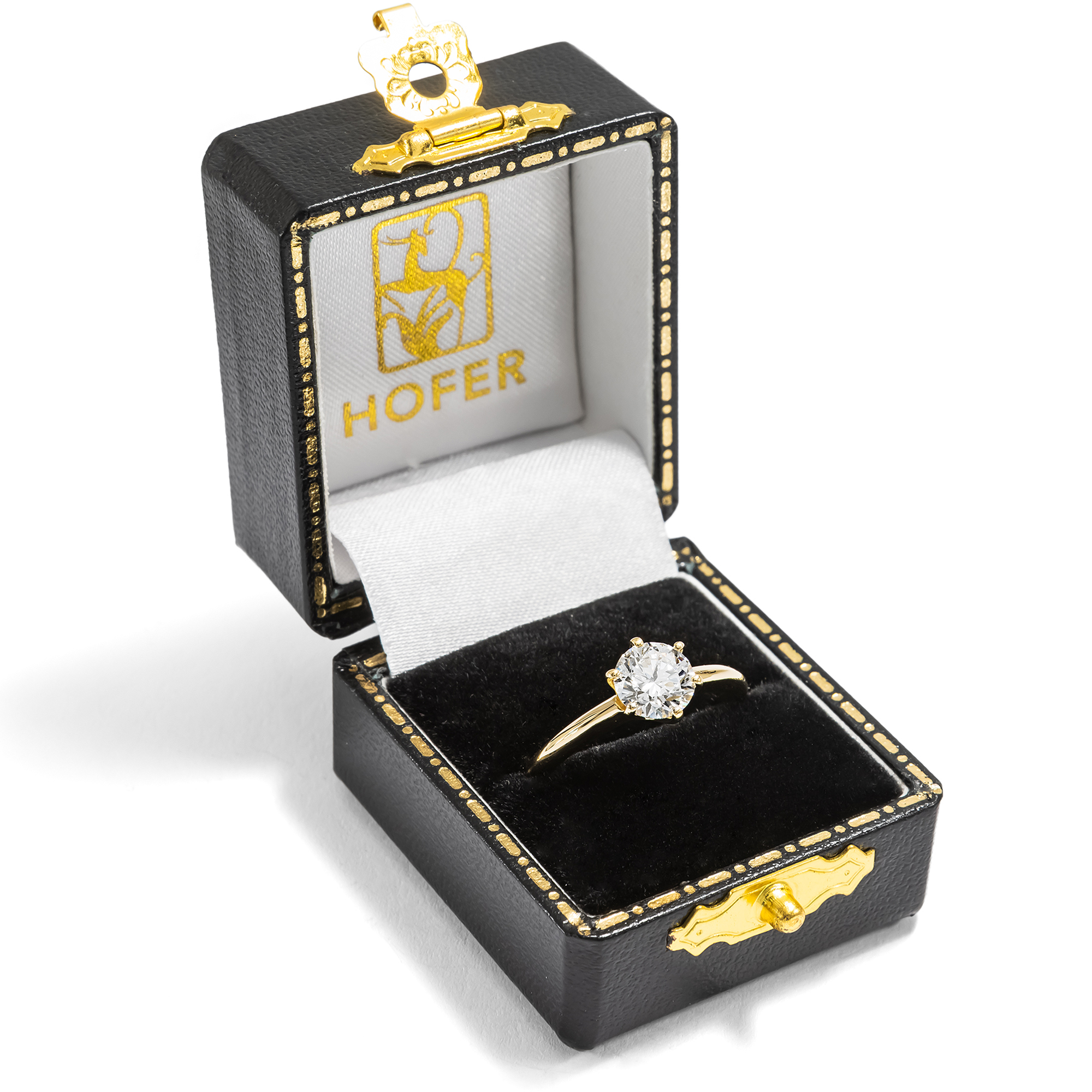 Klassischer Verlobungsring mit 1,03 ct Brillant (F, VVS1) in Gelbgold, aus unserer Werkstatt Klassischer Verlobungsring mit 1,03 ct Brillant (F, VVS1) in Gelbgold, aus unserer Werkstatt