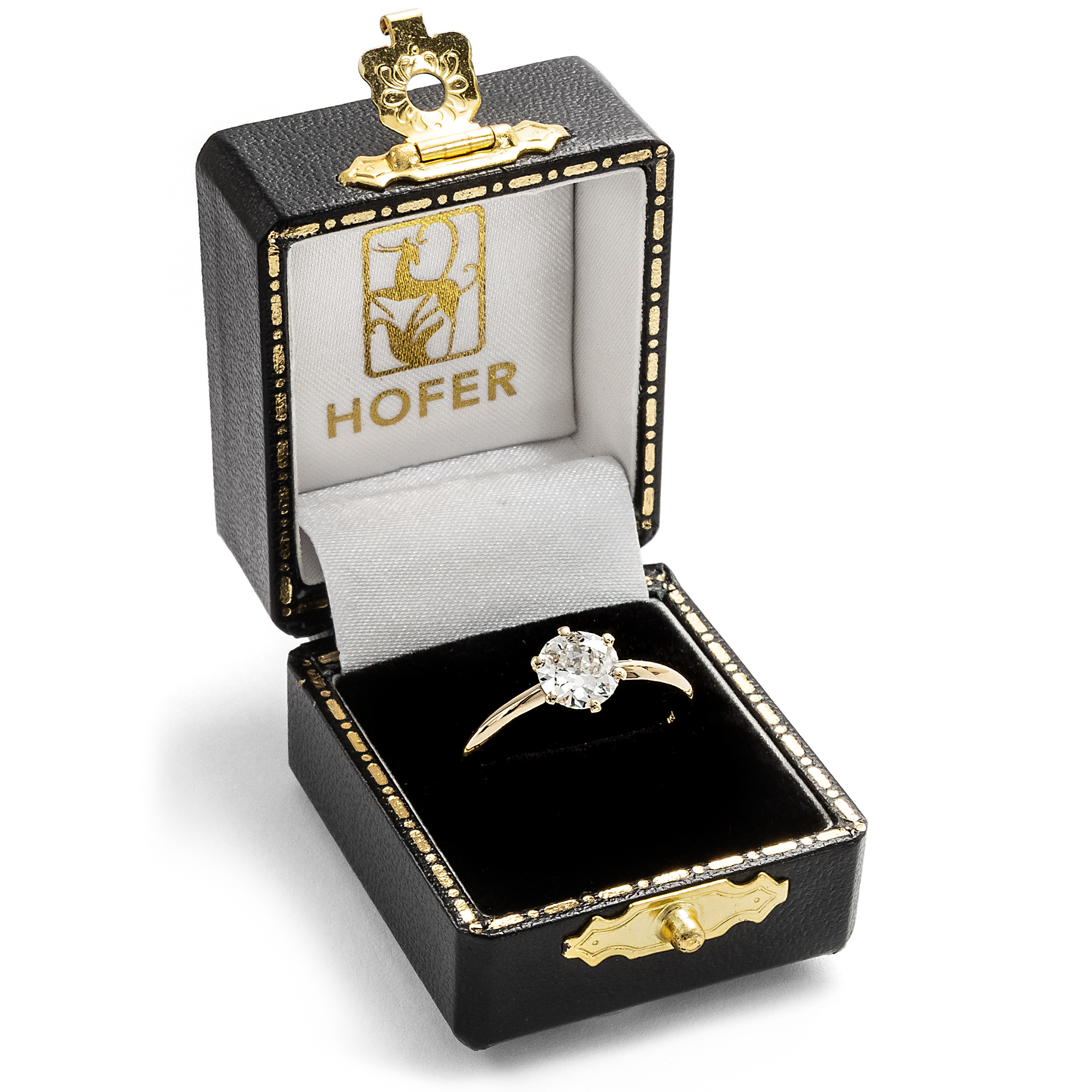 Klassischer Verlobungsring aus Gelbgold mit 0,95 ct Diamant im Altschliff, aus unserer Werkstatt Klassischer Verlobungsring aus Gelbgold mit 0,95 ct Diamant im Altschliff, aus unserer Werkstatt