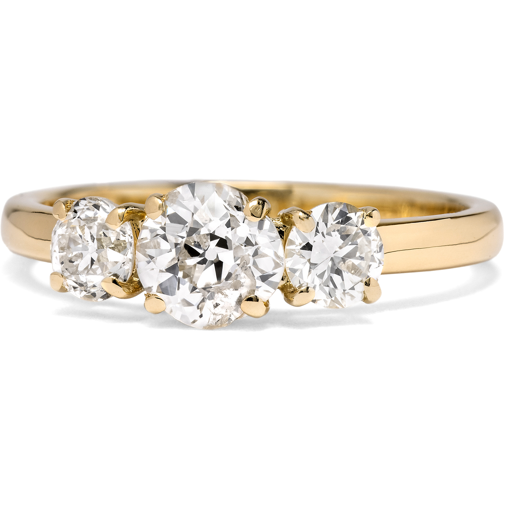 Ungetragener „Trilogie“-Ring mit 1,19 ct Diamanten im Altschliff, aus unserer Werkstatt Ungetragener „Trilogie“-Ring mit 1,19 ct Diamanten im Altschliff, aus unserer Werkstatt