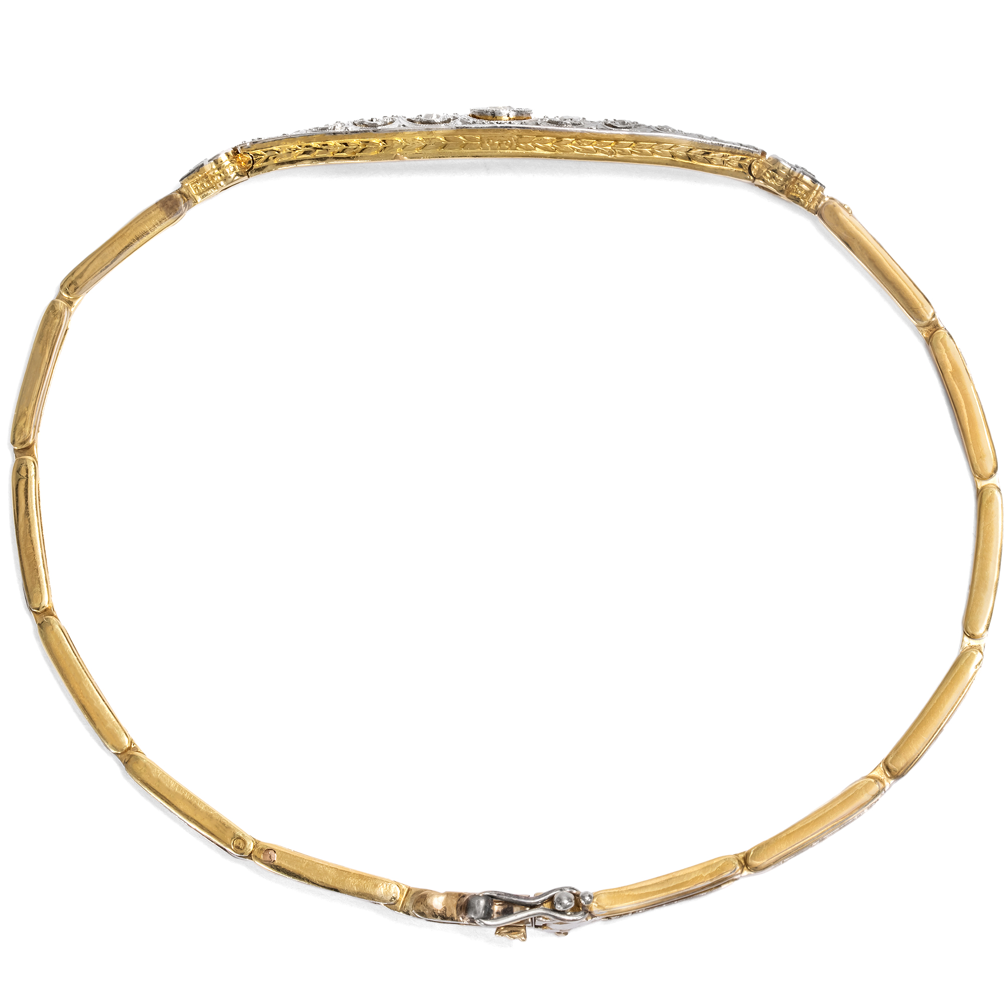 Zartes Art Déco-Armband mit Diamanten in Platin auf Gold, um 1920 Zartes Art Déco-Armband mit Diamanten in Platin auf Gold, um 1920