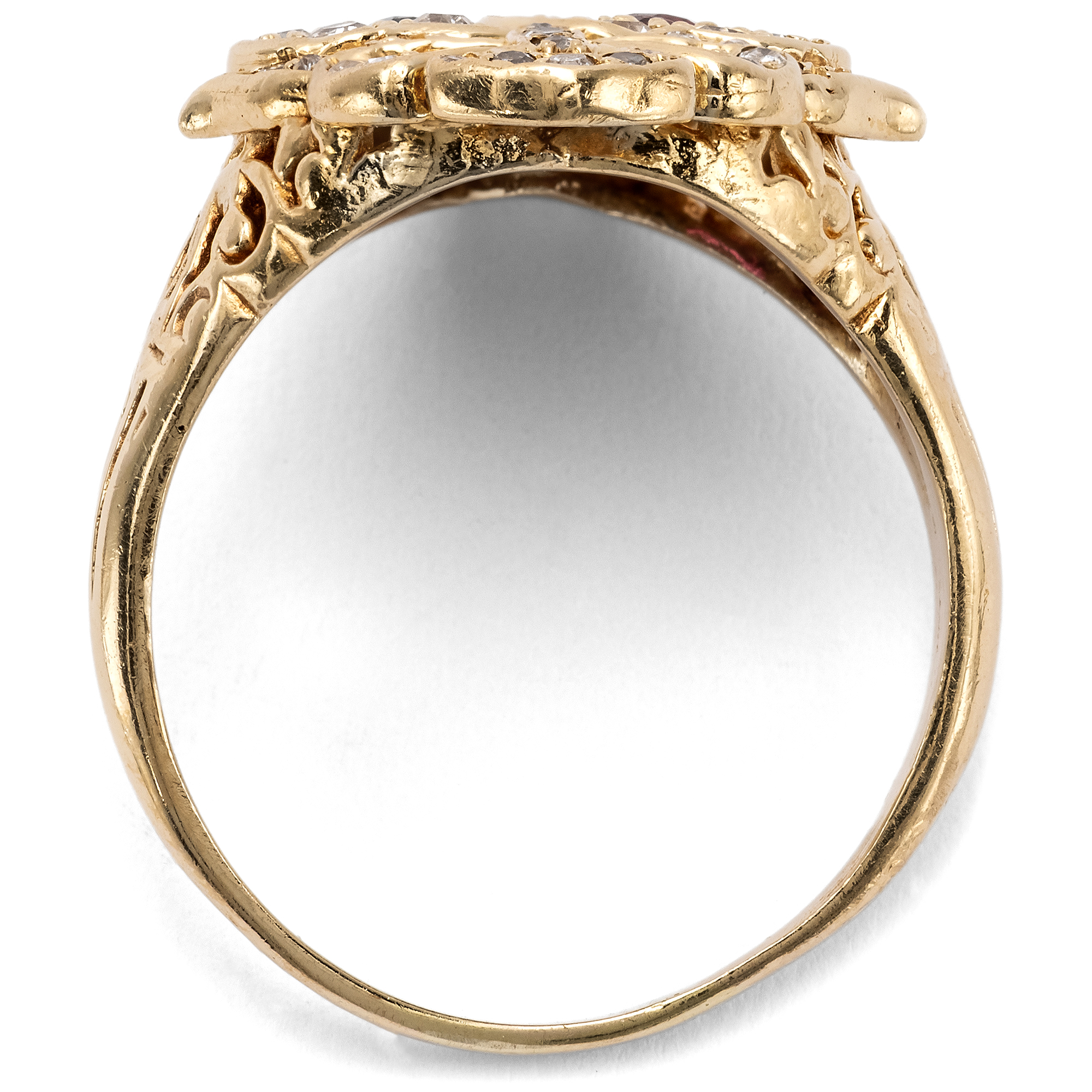 Romantischer Victorian Revival-Ring mit Rubin, Saphir & Diamanten, Ende des 20. Jhdts. Romantischer Victorian Revival-Ring mit Rubin, Saphir & Diamanten, Ende des 20. Jhdts.