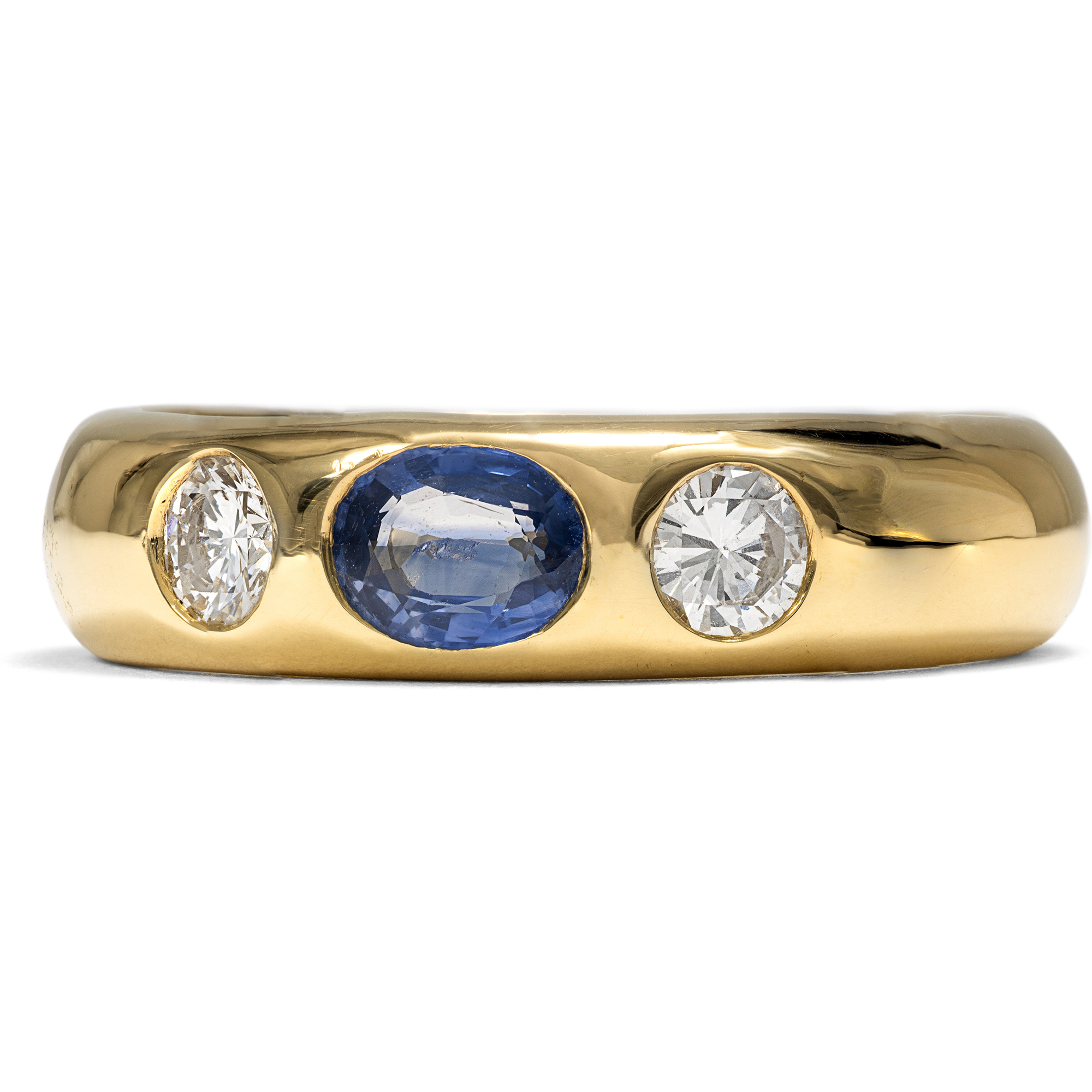 Moderner Bandring mit feinem Ceylonsaphir & Brillanten in Gold, um 2000 & später Moderner Bandring mit feinem Ceylonsaphir & Brillanten in Gold, um 2000 & später