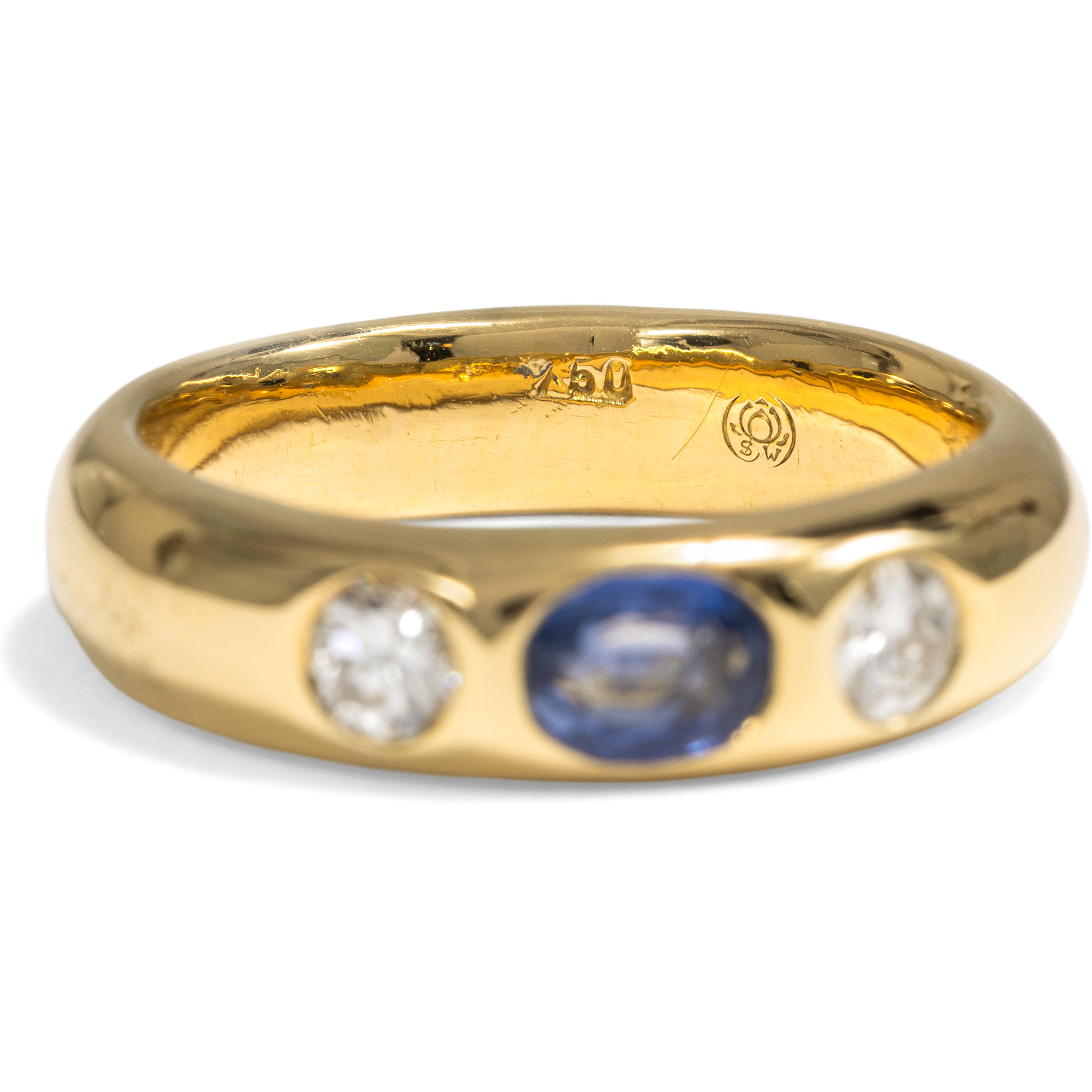 Moderner Bandring mit feinem Ceylonsaphir & Brillanten in Gold, um 2000 & später Moderner Bandring mit feinem Ceylonsaphir & Brillanten in Gold, um 2000 & später