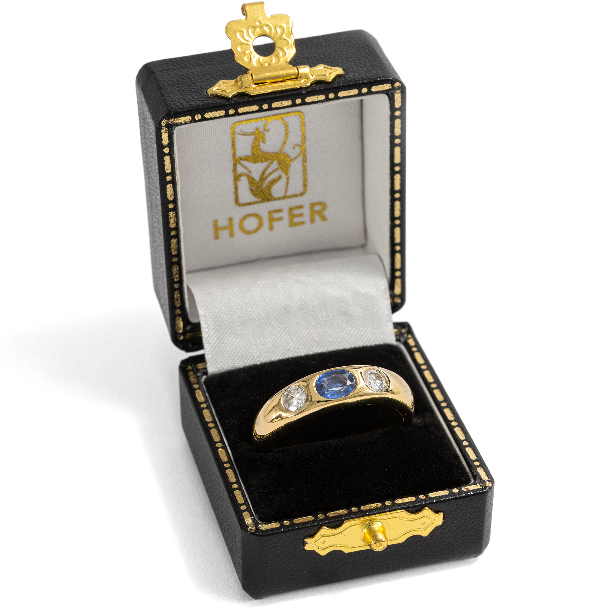 Moderner Bandring mit feinem Ceylonsaphir & Brillanten in Gold, um 2000 & später Moderner Bandring mit feinem Ceylonsaphir & Brillanten in Gold, um 2000 & später
