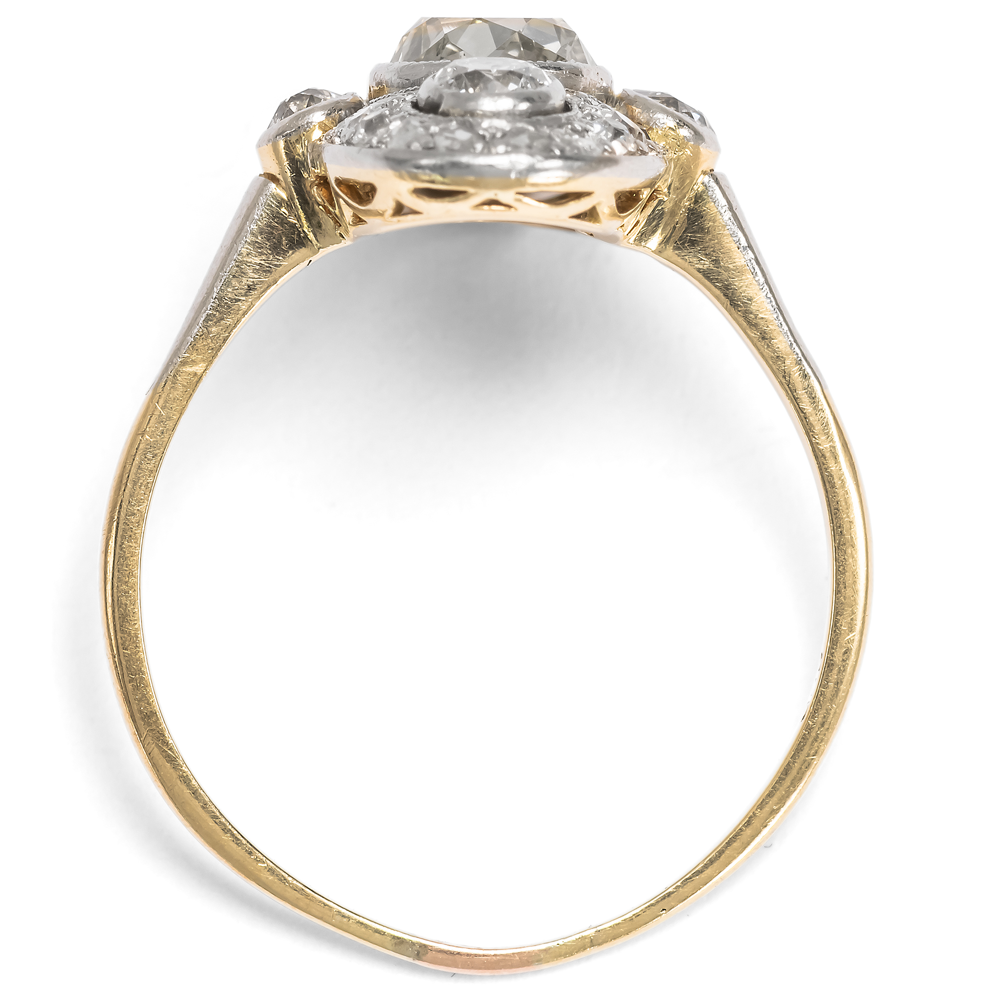 Eleganter Ring mit ca. 1,75 ct Diamanten in Platin auf Gold, um 1920 Eleganter Ring mit ca. 1,75 ct Diamanten in Platin auf Gold, um 1920