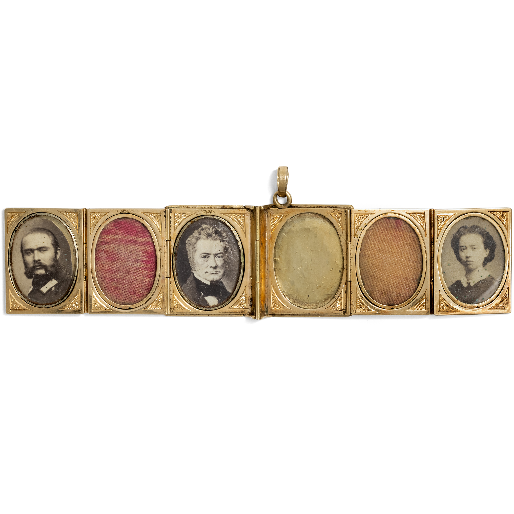 Ein Familienalbum aus Gold als Medaillon-Anhänger, um 1885 Ein Familienalbum aus Gold als Medaillon-Anhänger, um 1885