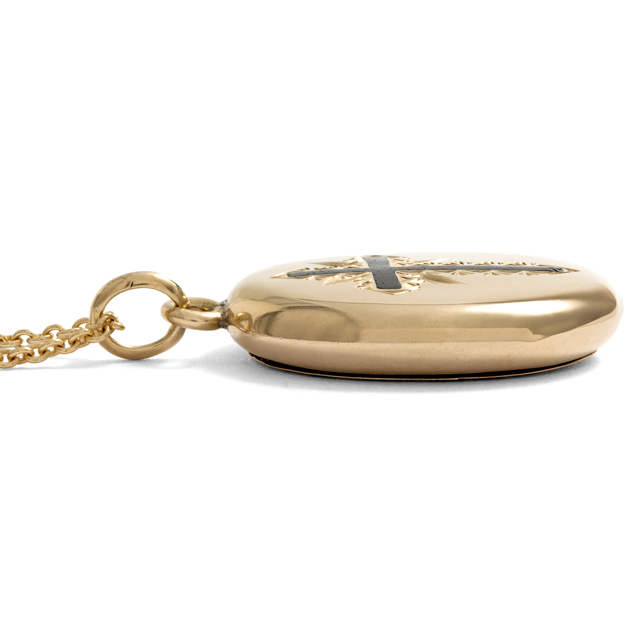 Antikes Medaillon als Anhänger aus Gold & Email, um 1880 Antikes Medaillon als Anhänger aus Gold & Email, um 1880