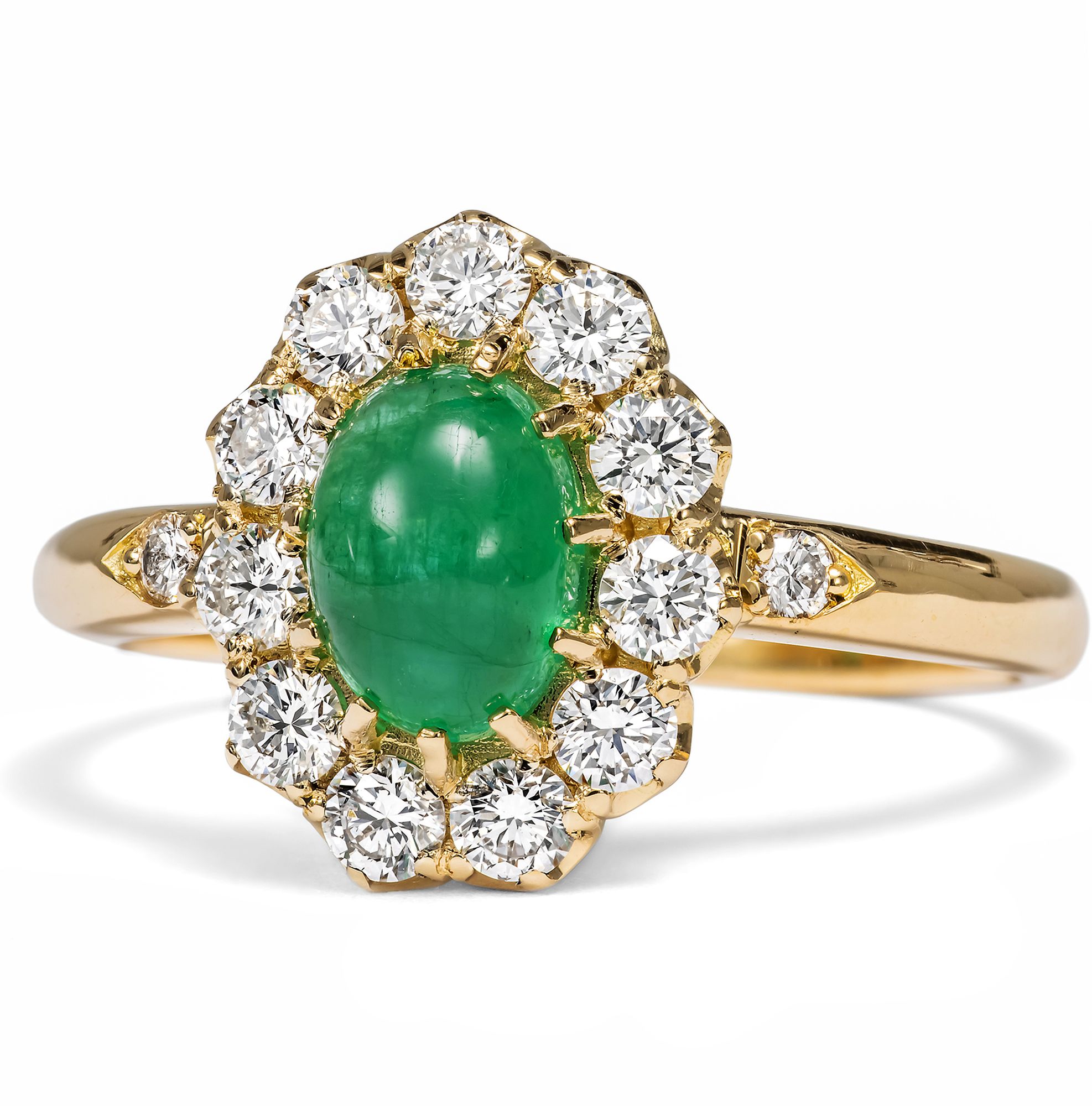 Eleganter Ring mit Smaragd & Brillanten in Gold, aus unserer Werkstatt Eleganter Ring mit Smaragd & Brillanten in Gold, aus unserer Werkstatt