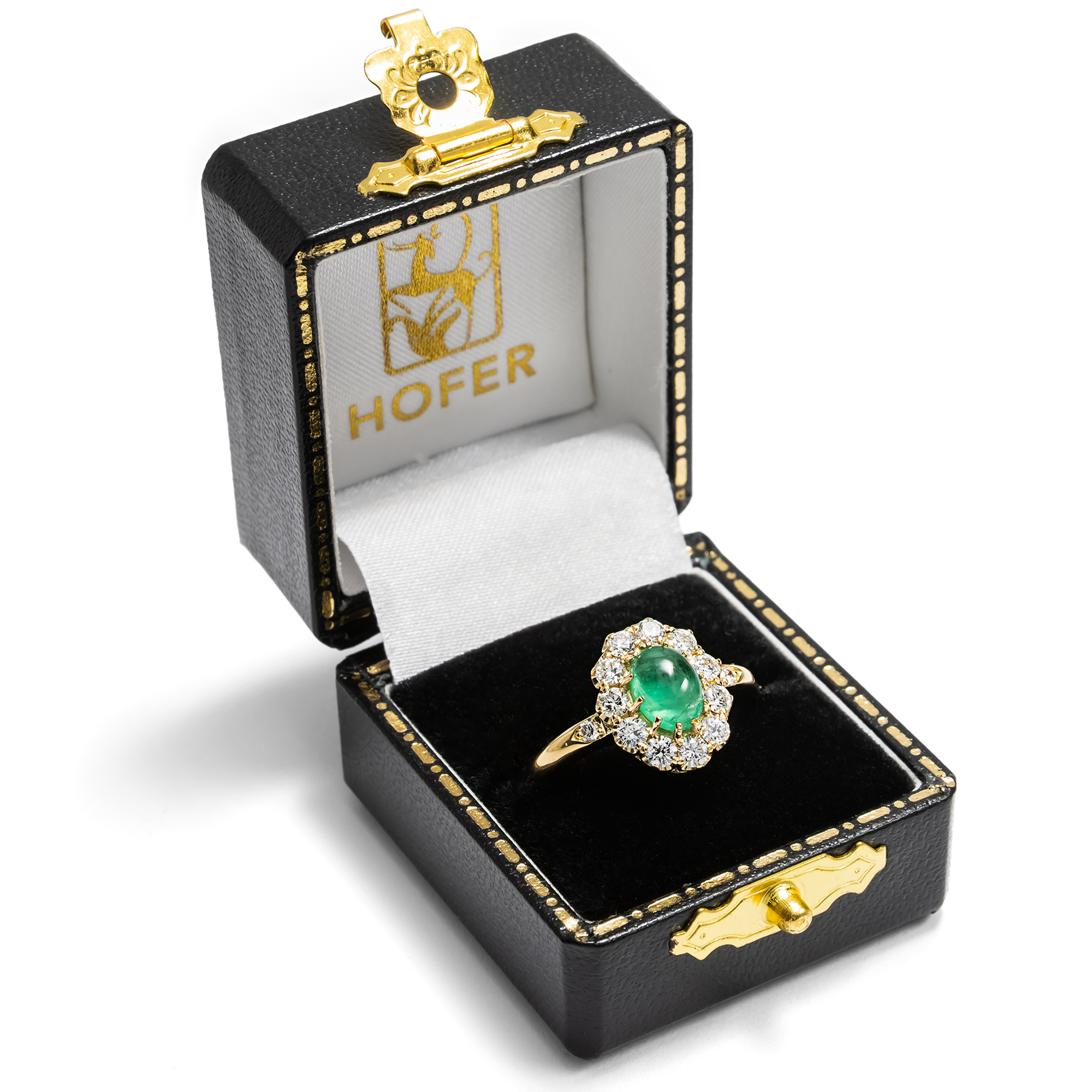 Eleganter Ring mit Smaragd & Brillanten in Gold, aus unserer Werkstatt Eleganter Ring mit Smaragd & Brillanten in Gold, aus unserer Werkstatt
