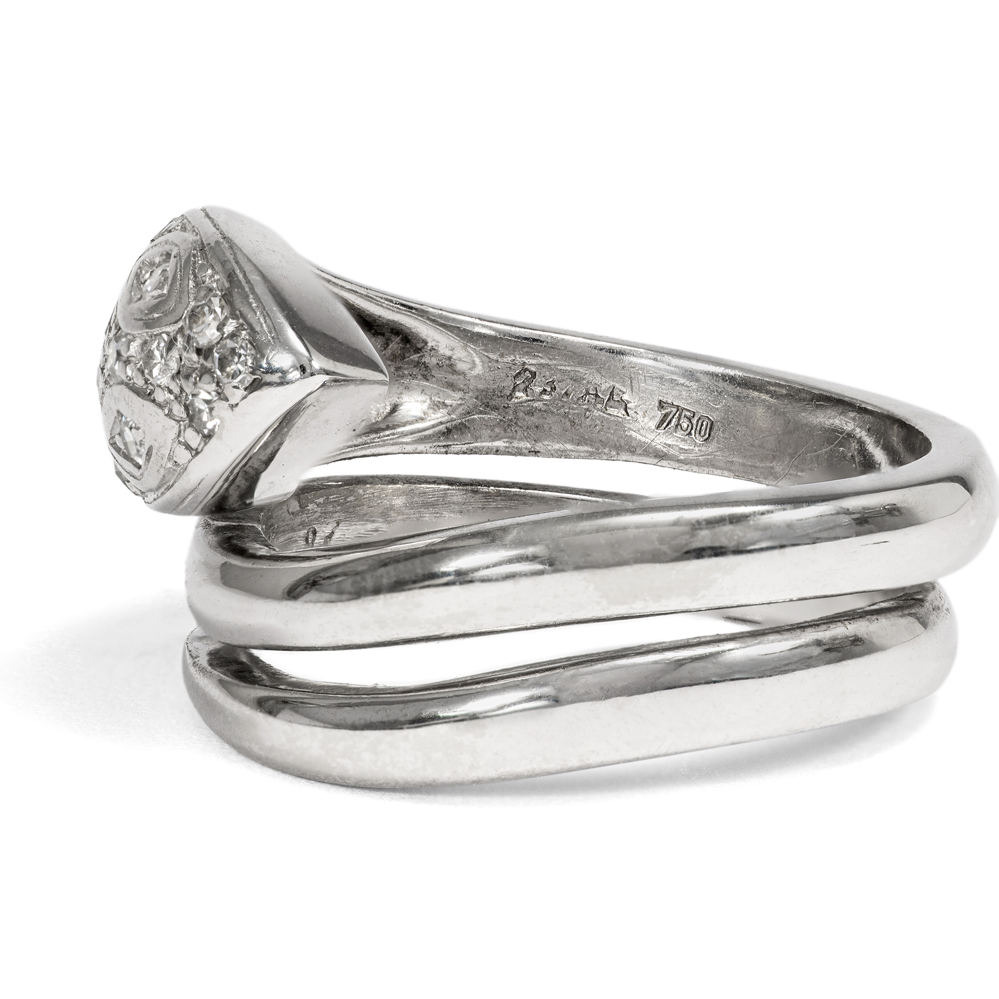 Vintage Schlangenring in Weißgold mit Diamanten von Aldo Gavarelli, Italien um 1965 Vintage Schlangenring in Weißgold mit Diamanten von Aldo Gavarelli, Italien um 1965