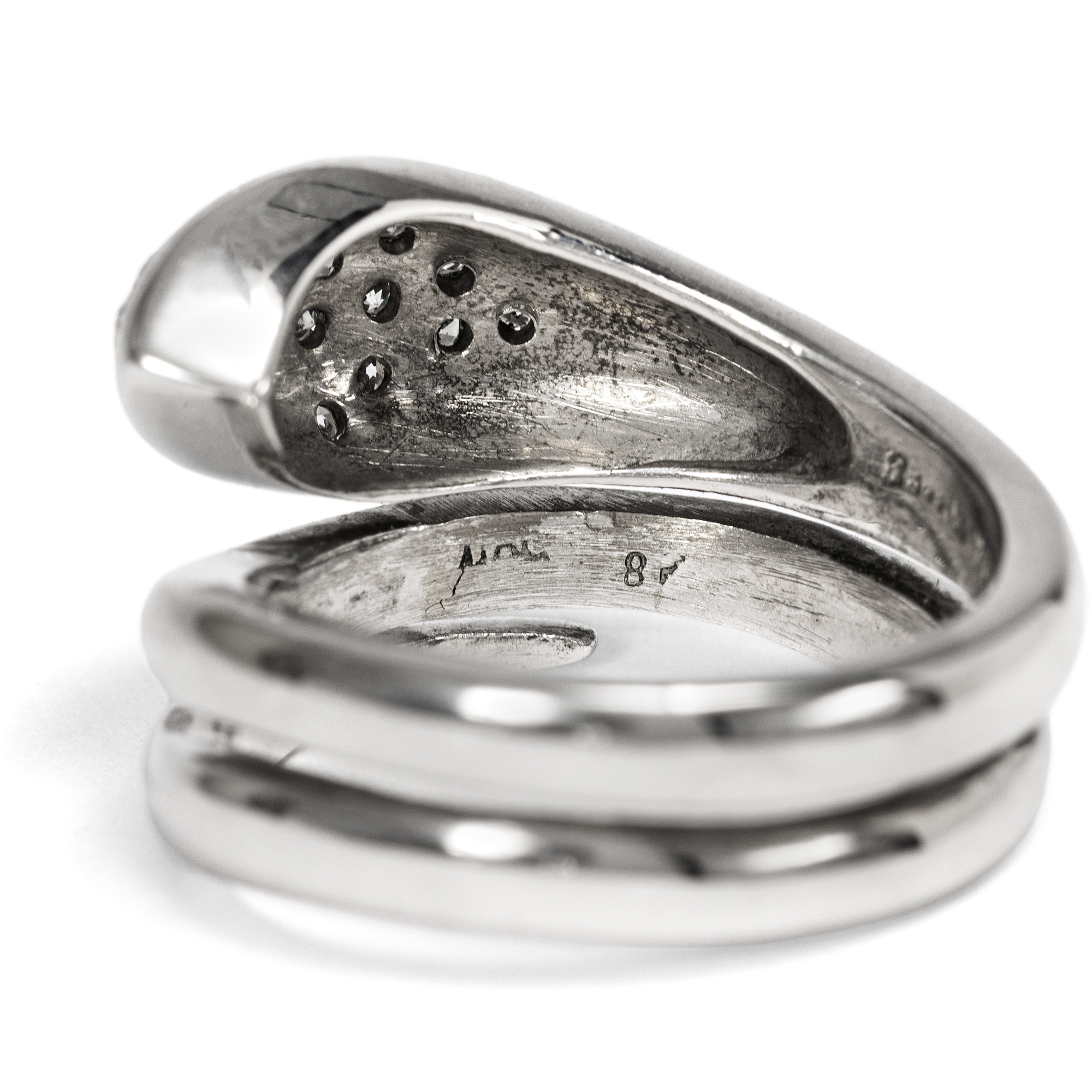 Vintage Schlangenring in Weißgold mit Diamanten von Aldo Gavarelli, Italien um 1965 Vintage Schlangenring in Weißgold mit Diamanten von Aldo Gavarelli, Italien um 1965