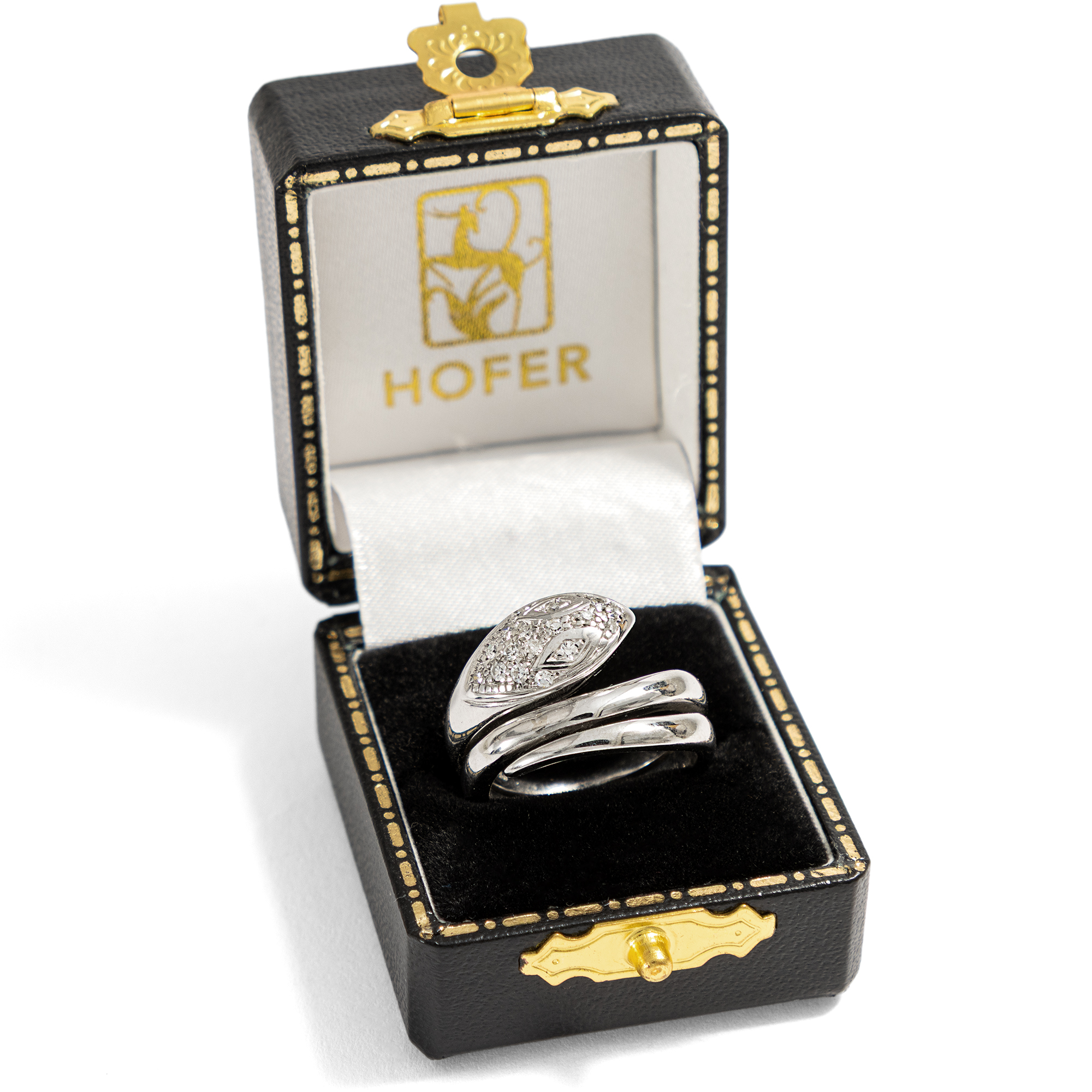 Vintage Schlangenring in Weißgold mit Diamanten von Aldo Gavarelli, Italien um 1965 Vintage Schlangenring in Weißgold mit Diamanten von Aldo Gavarelli, Italien um 1965