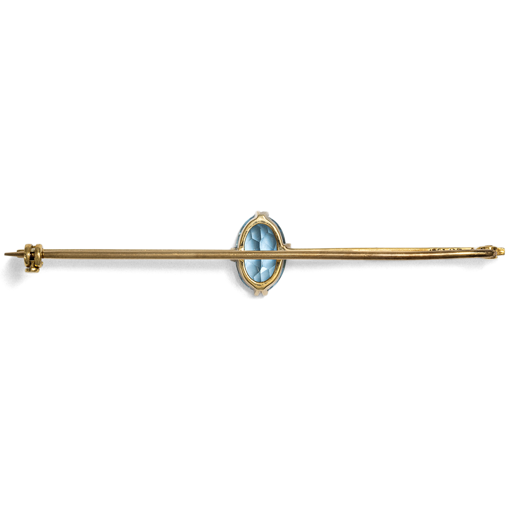 Elegant Aquamarine Bar Brooch in Platinum on Gold, British, c. 1925 Elegant Aquamarine Bar Brooch in Platinum on Gold, British, c. 1925
