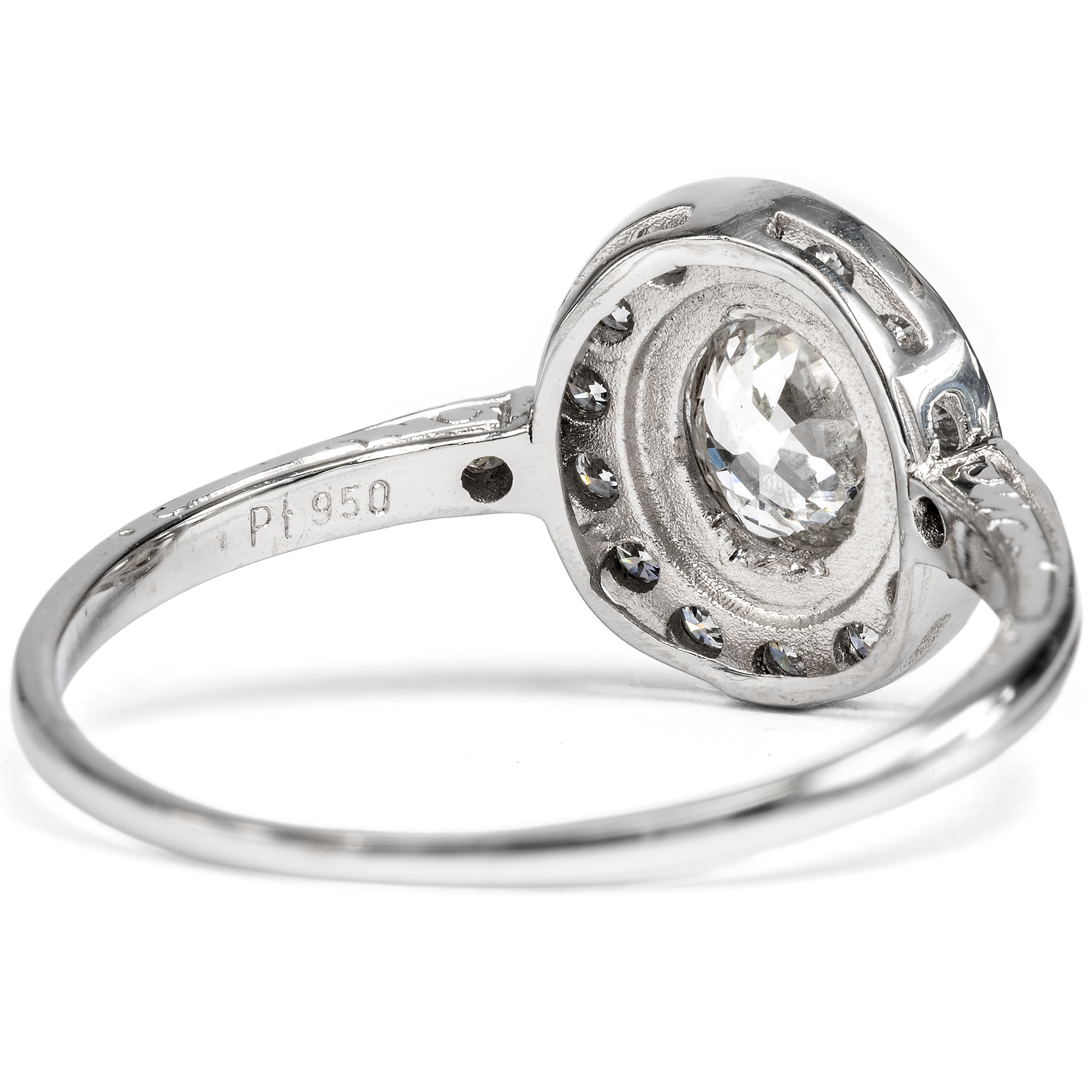 Delicate Platinum Ring with a Diamond in the Old Cut and Brilliant-Cut Diamonds, From Our Workshop Delicate Platinum Ring with a Diamond in the Old Cut and Brilliant-Cut Diamonds, From Our Workshop