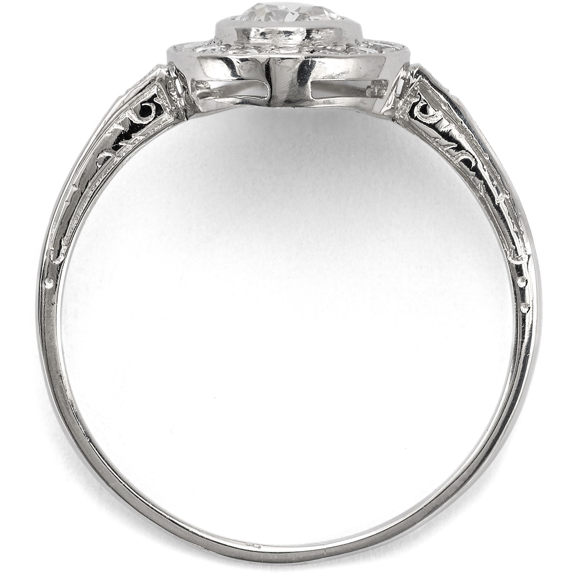 Delicate Platinum Ring with a Diamond in the Old Cut and Brilliant-Cut Diamonds, From Our Workshop Delicate Platinum Ring with a Diamond in the Old Cut and Brilliant-Cut Diamonds, From Our Workshop