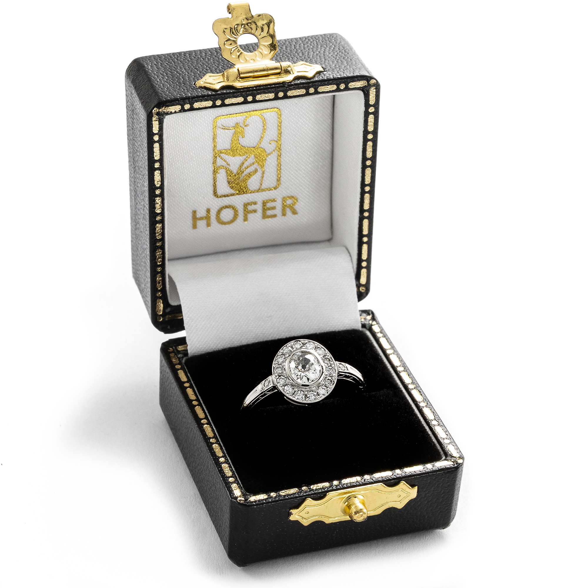 Delicate Platinum Ring with a Diamond in the Old Cut and Brilliant-Cut Diamonds, From Our Workshop Delicate Platinum Ring with a Diamond in the Old Cut and Brilliant-Cut Diamonds, From Our Workshop