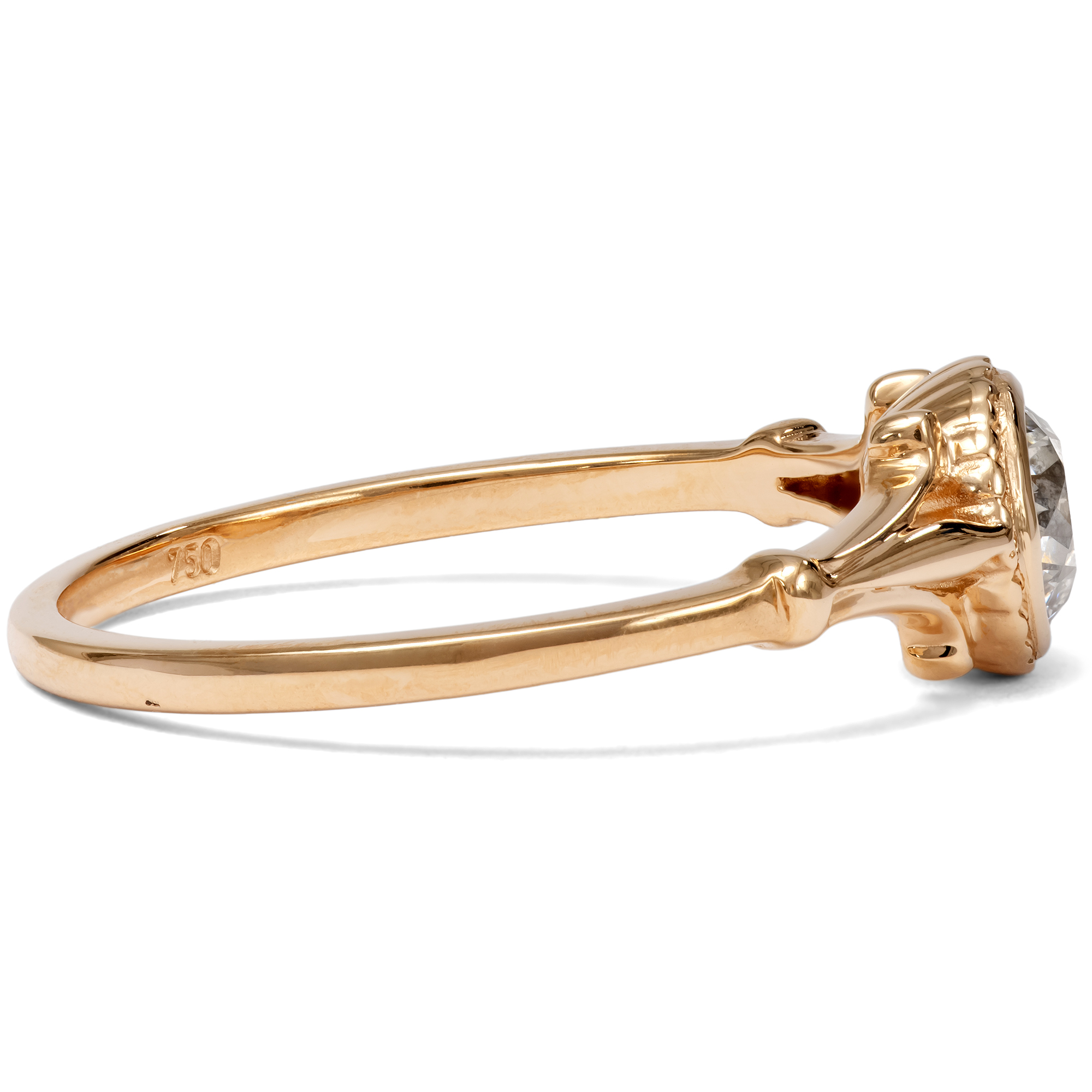 Romantischer Ring mit antikem „Old European Cut“ Diamant in Roségold, aus unserer Werkstatt Romantischer Ring mit antikem „Old European Cut“ Diamant in Roségold, aus unserer Werkstatt