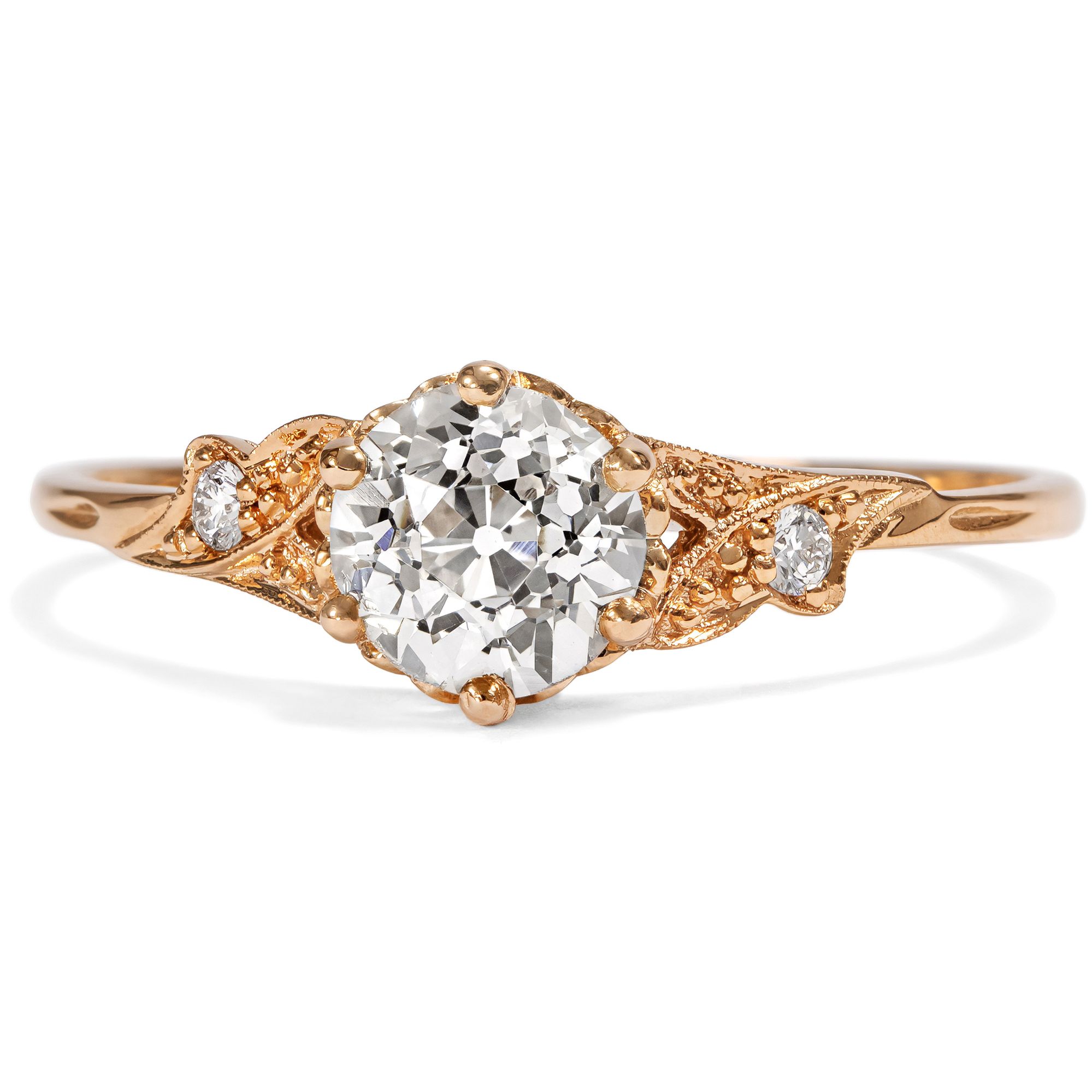 Delicate Ring with 0.78 ct “Old European Cut” Diamond in Rose Gold, from Our Workshop Delicate Ring with 0.78 ct “Old European Cut” Diamond in Rose Gold, from Our Workshop