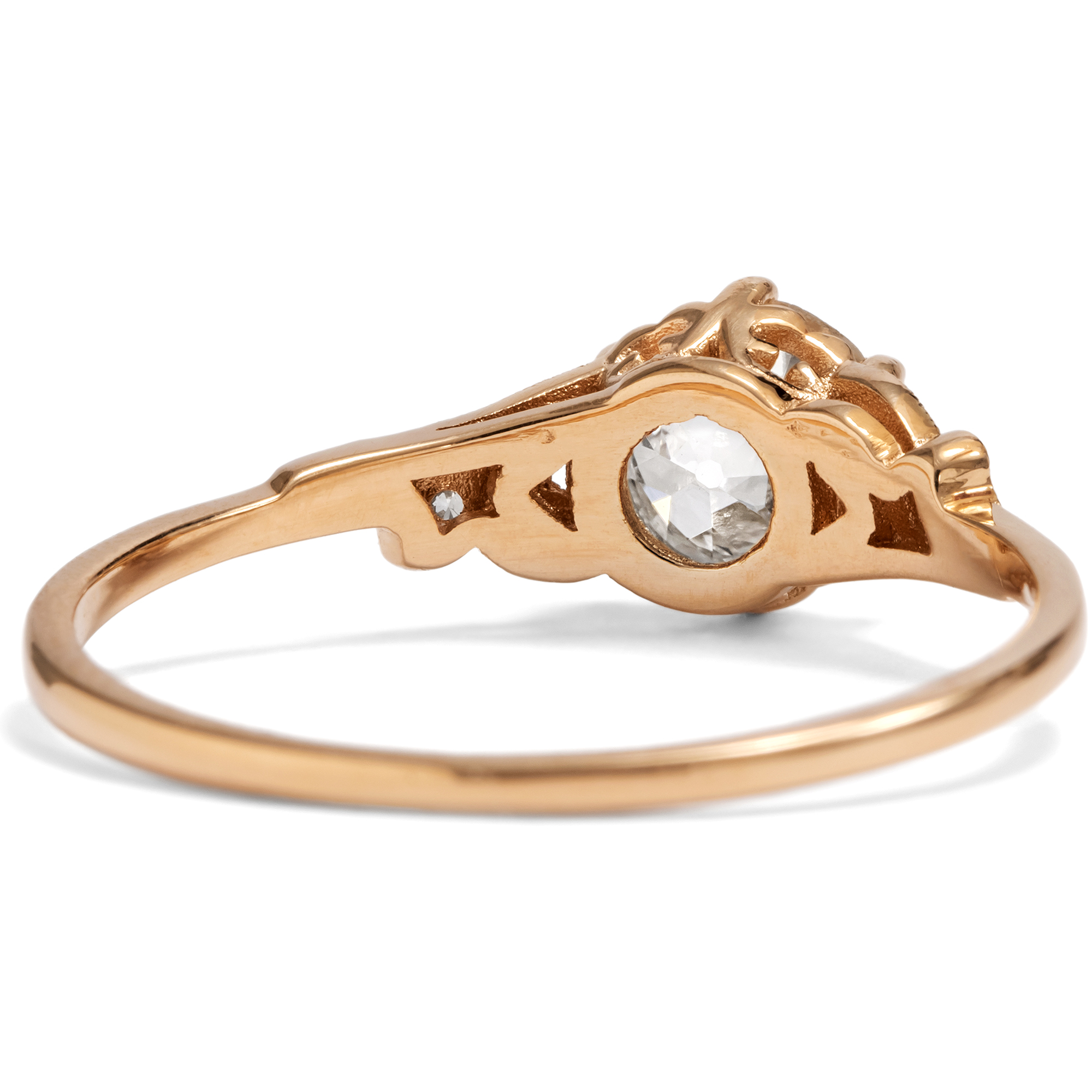 Delicate Ring with 0.78 ct “Old European Cut” Diamond in Rose Gold, from Our Workshop Delicate Ring with 0.78 ct “Old European Cut” Diamond in Rose Gold, from Our Workshop
