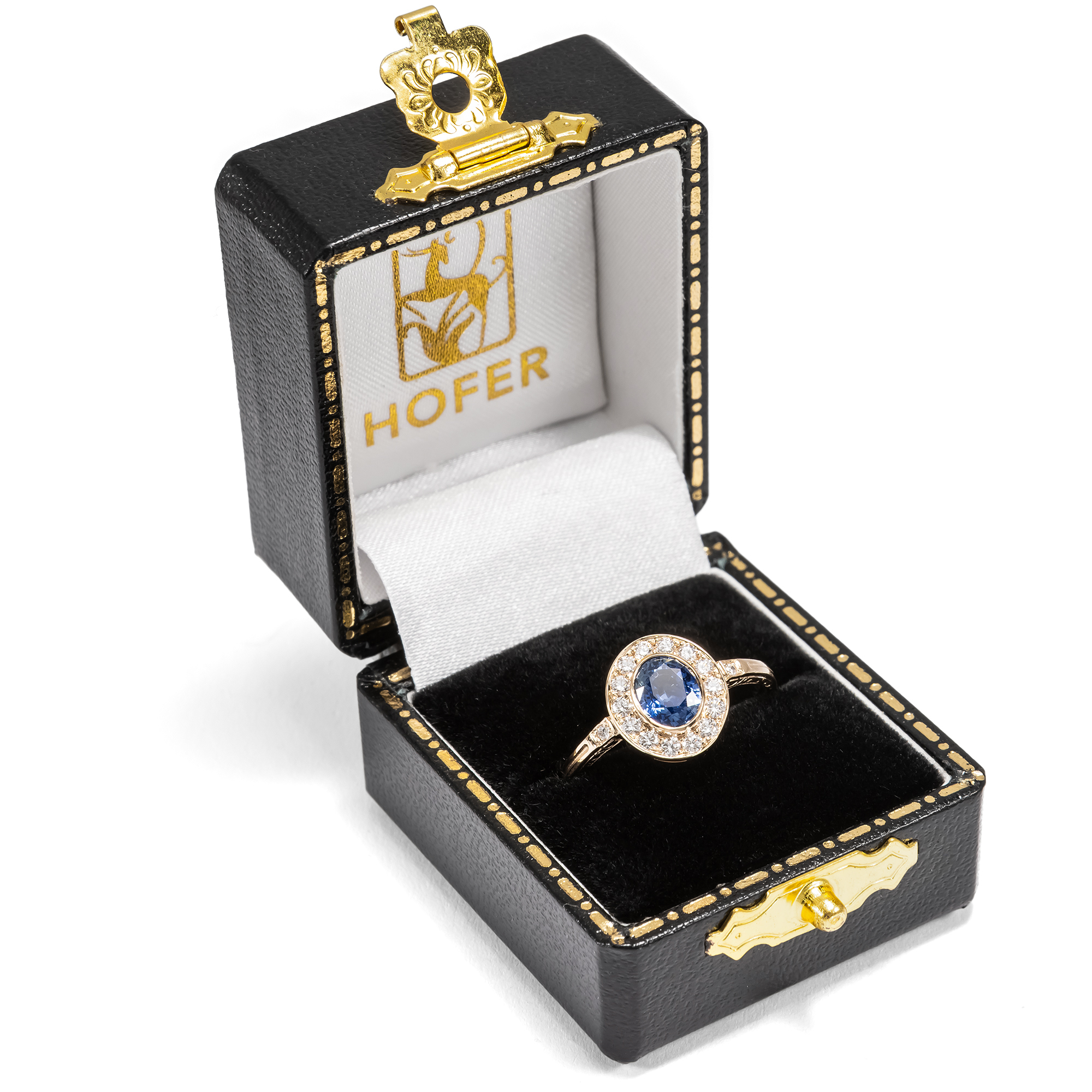 Klassischer Ring mit Saphir & Diamanten in Roségold aus unserer Werkstatt Klassischer Ring mit Saphir & Diamanten in Roségold aus unserer Werkstatt