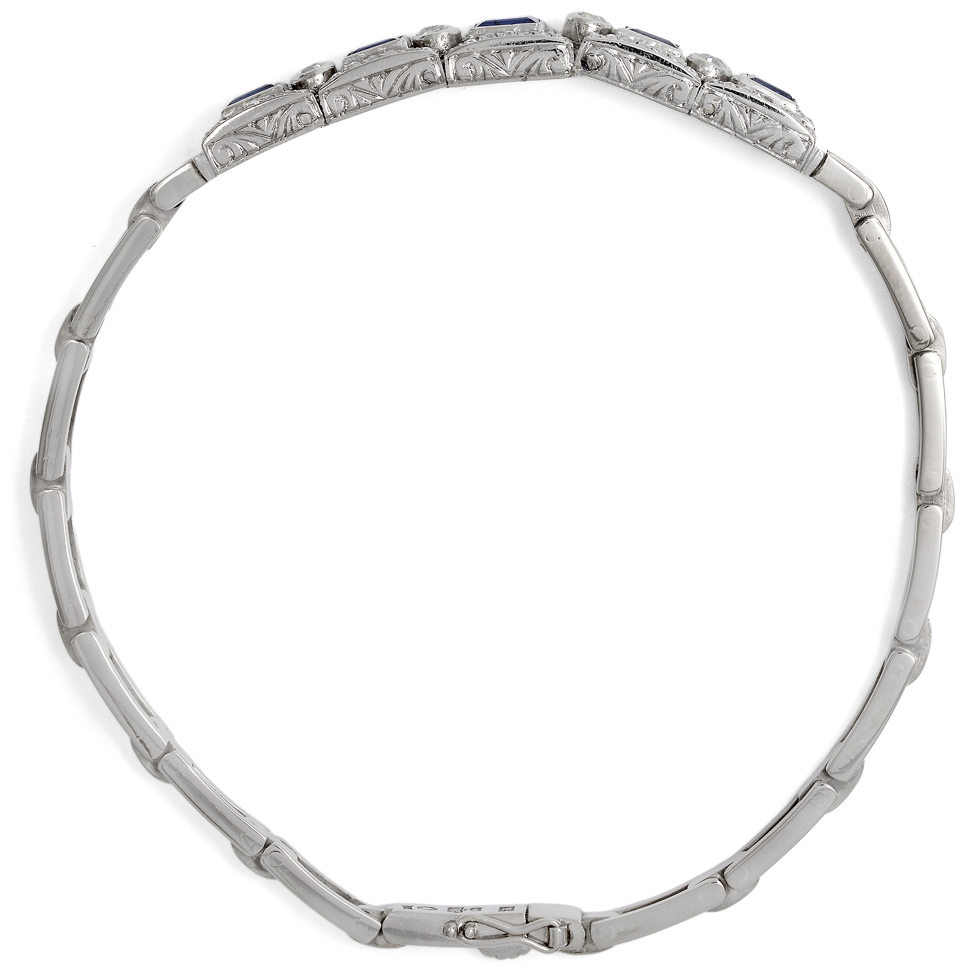 Armband aus Weißgold mit Saphiren und Diamanten, Hugo Strömdahl, Stockholm, datiert 1940 Armband aus Weißgold mit Saphiren und Diamanten, Hugo Strömdahl, Stockholm, datiert 1940