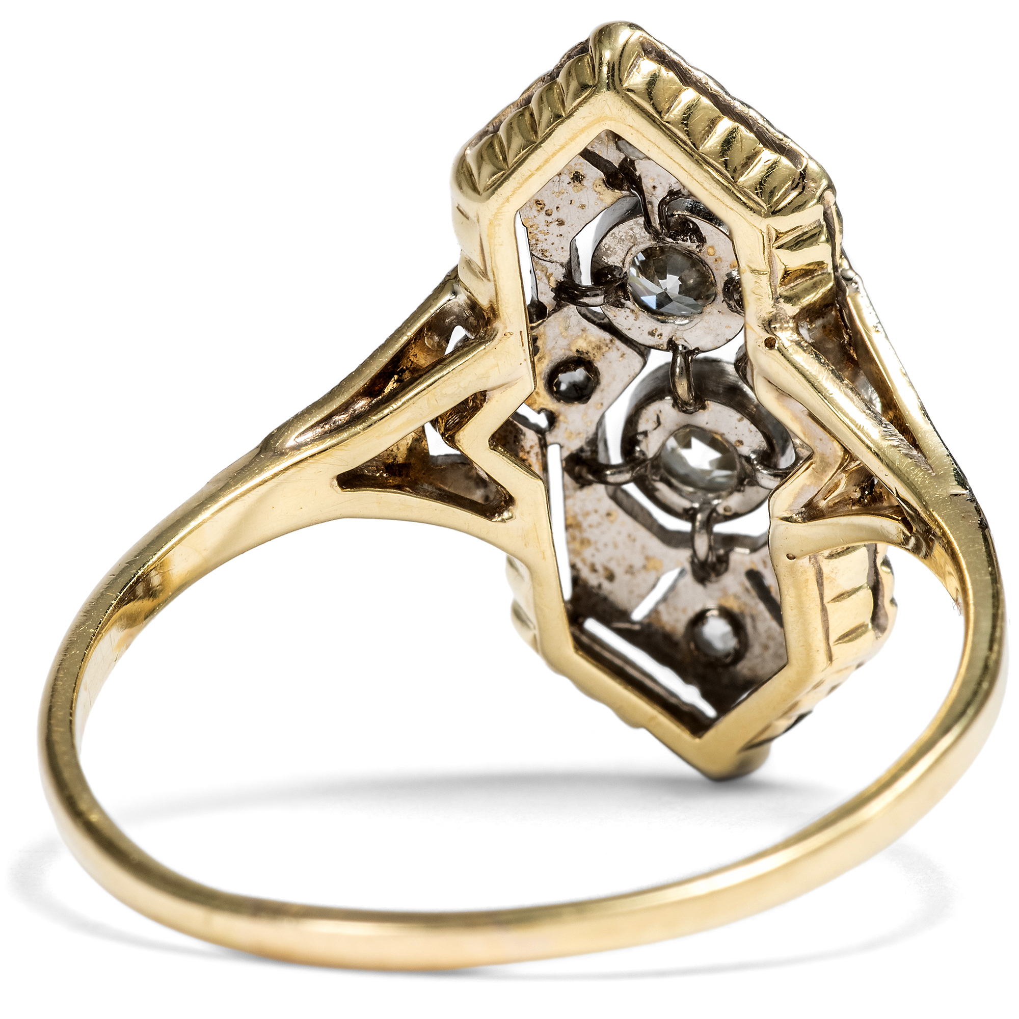 Feiner Art Déco Ring aus Gold und Platin mit Diamanten, Deutschland um 1925 Feiner Art Déco Ring aus Gold und Platin mit Diamanten, Deutschland um 1925