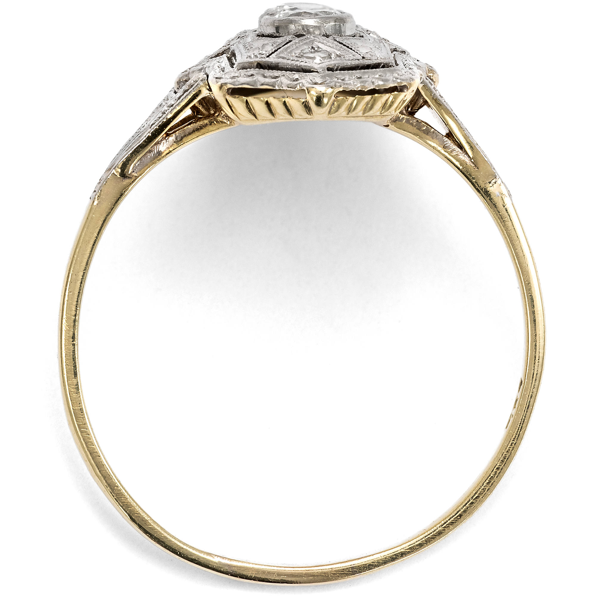 Feiner Art Déco Ring aus Gold und Platin mit Diamanten, Deutschland um 1925 Feiner Art Déco Ring aus Gold und Platin mit Diamanten, Deutschland um 1925